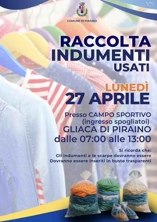Raccolta Indumenti Usati (Dalle 07:00 alle 13:00)