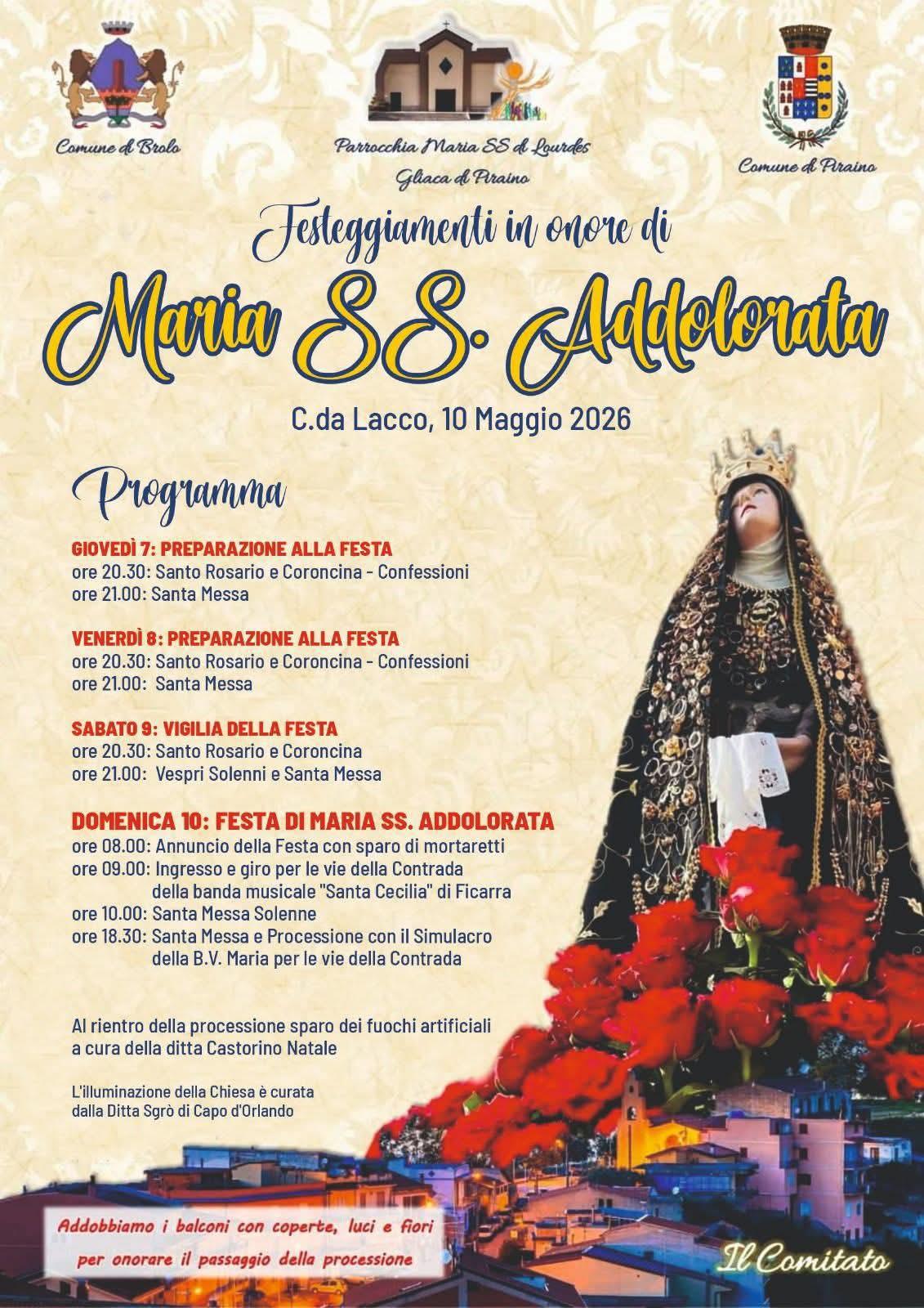 Festeggiamenti in onore di Maria S.S. Addolorata