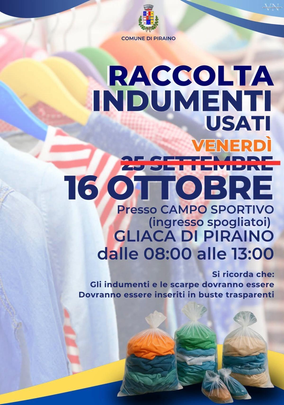 Raccolta Indumenti Usati (dalle 08.00 alle 13.00)