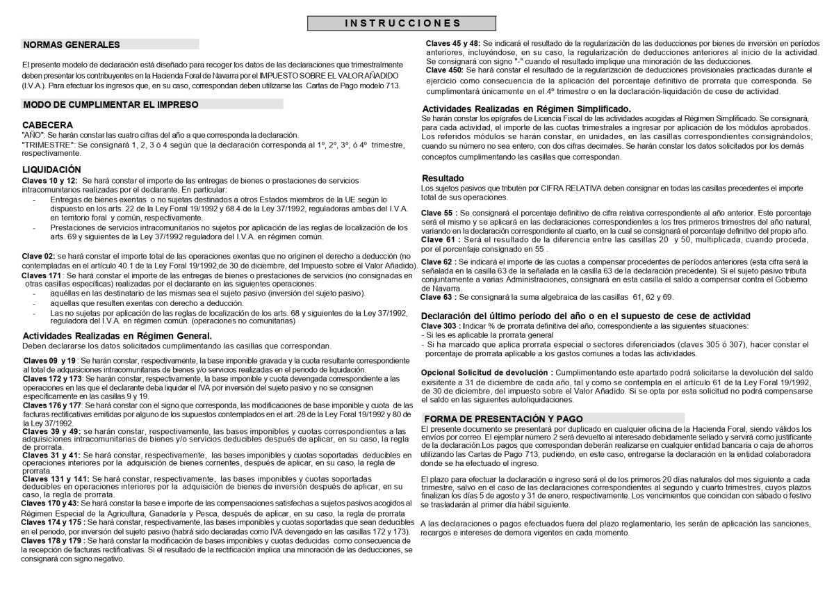 Modelo F69 Navarra. IVA trimestral Modelo F69 Navarra. IVA trimestral
