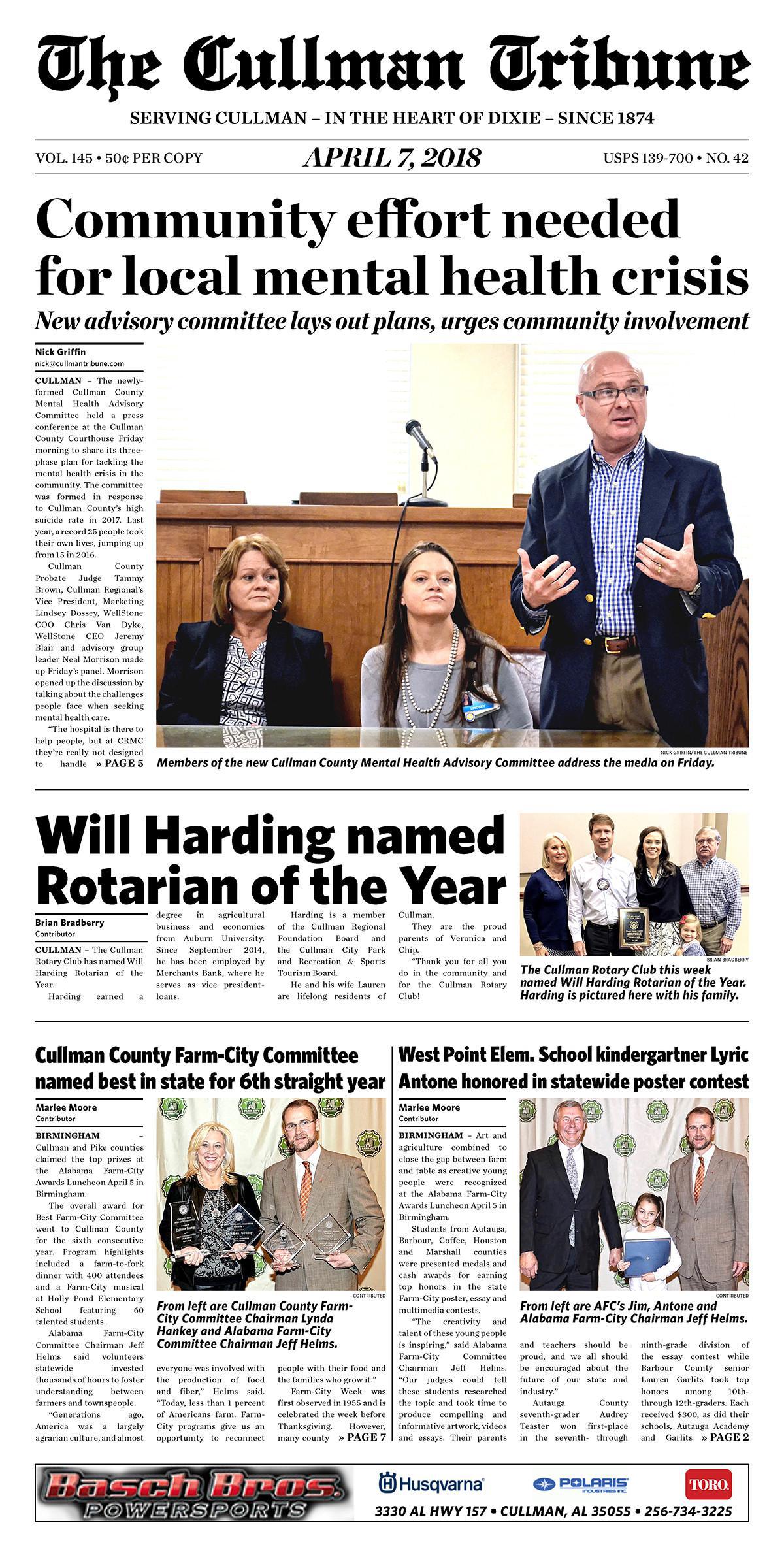 Good Morning Cullman! The 04-07-2018 edition of the Cullman Tribune is now ready to view