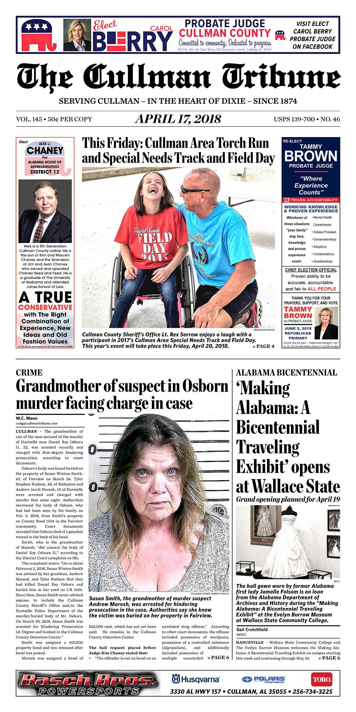 Good Morning Cullman! The 04-17-2018 edition of the Cullman Tribune is now ready to view