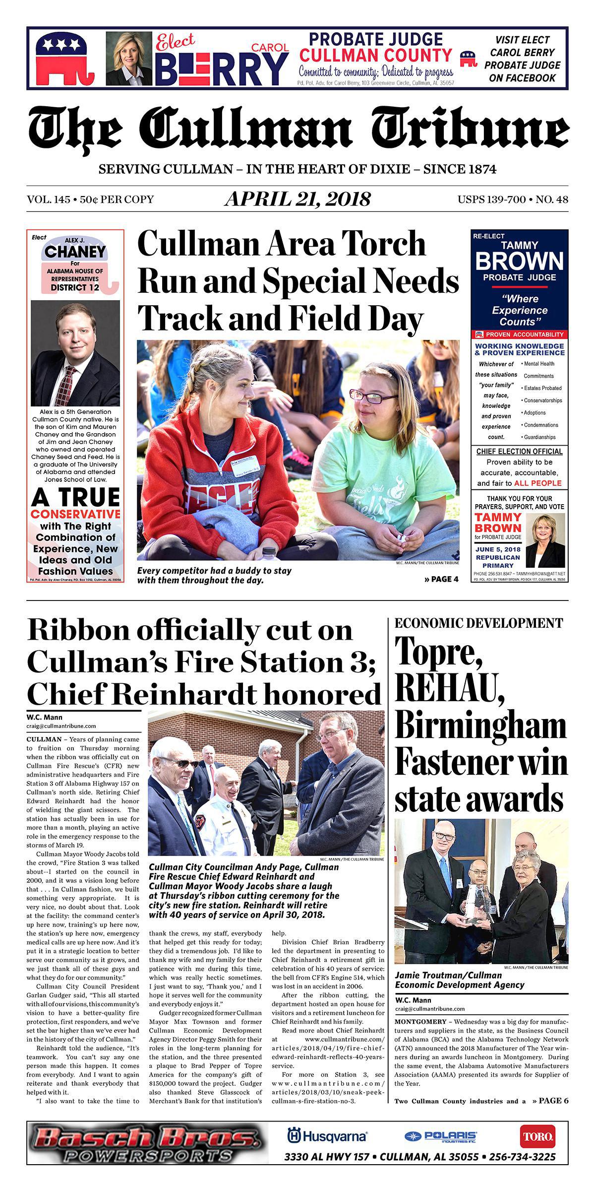 Good Morning Cullman! The 04-21-2018 edition of the Cullman Tribune is now ready to view