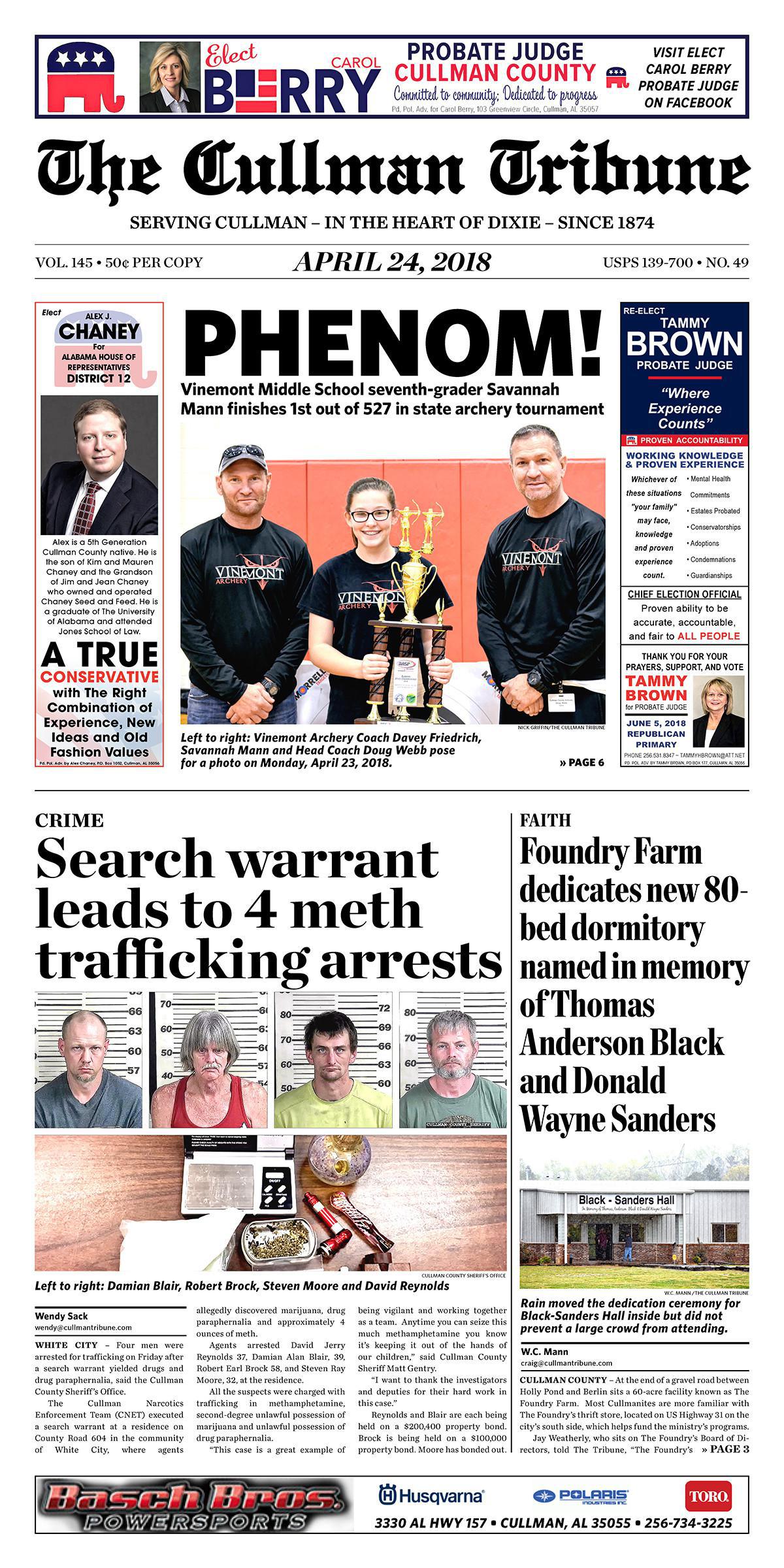 Good Morning Cullman! The 04-24-2018 edition of the Cullman Tribune is now ready to view