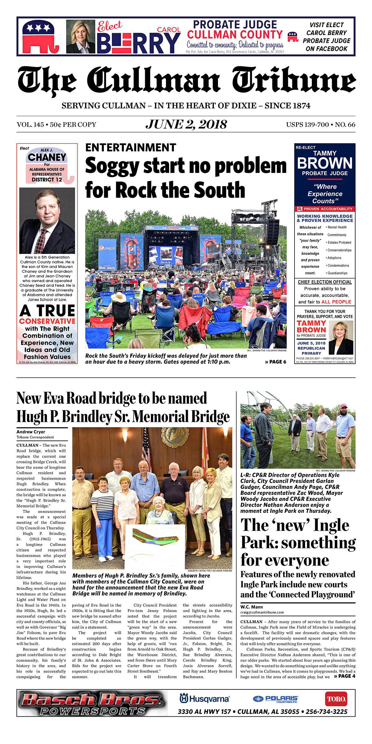 Good Morning Cullman! The 06-02-2018 edition of the Cullman Tribune is now ready to view