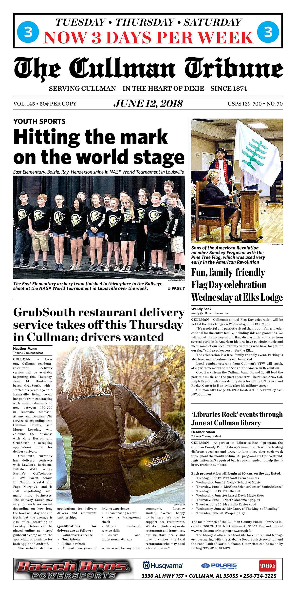 Good Morning Cullman! The 06-12-2018 edition of the Cullman Tribune is now ready to view