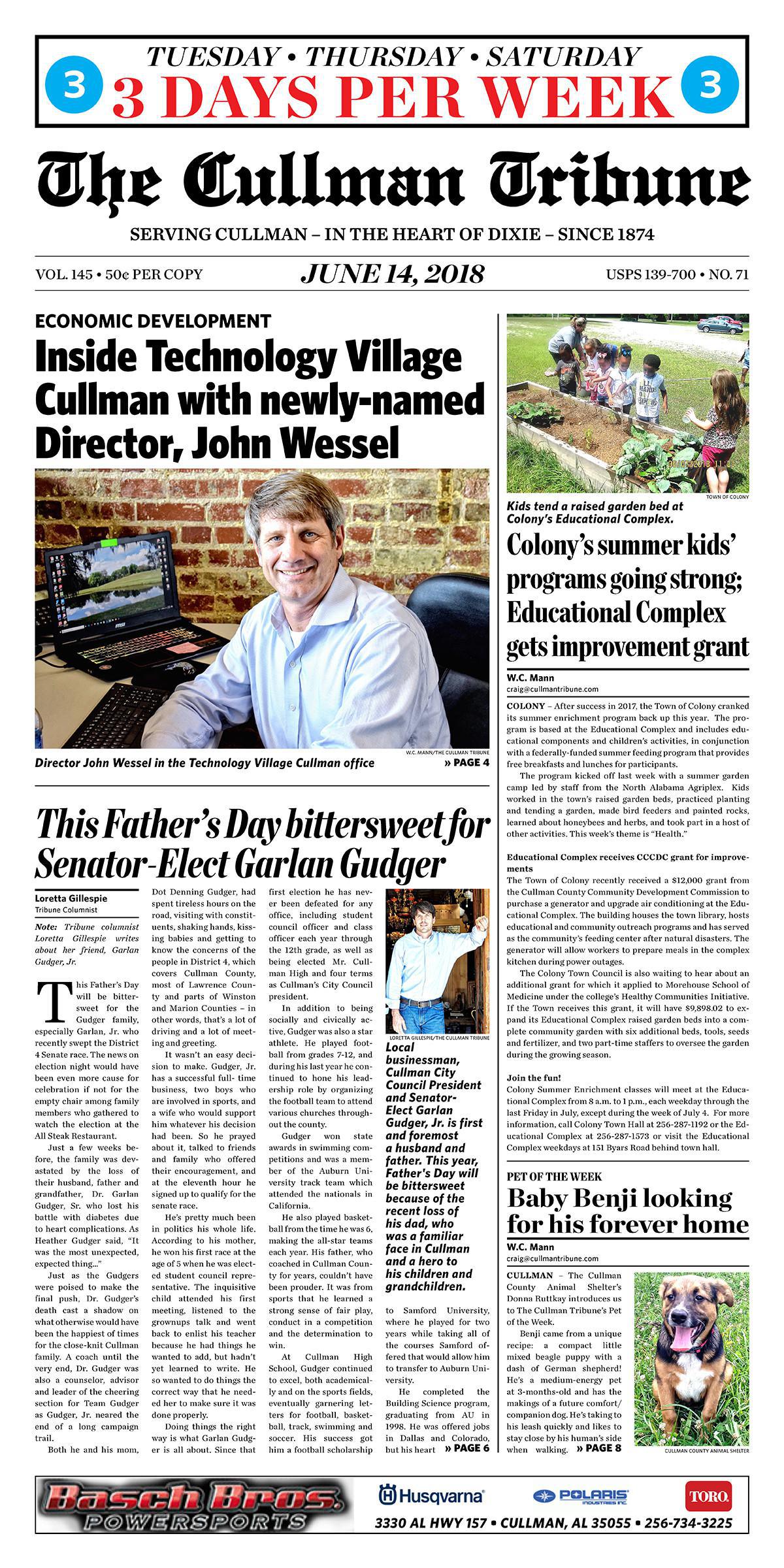 Good Morning Cullman! The 06-14-2018 edition of the Cullman Tribune is now ready to view