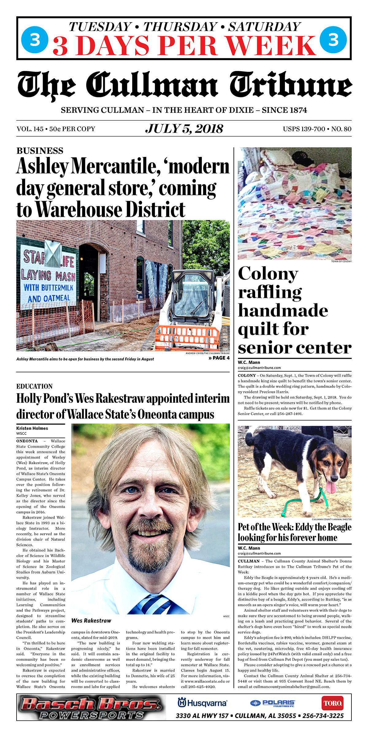 Good Morning Cullman! The 07-05-2018 edition of the Cullman Tribune is now ready to view