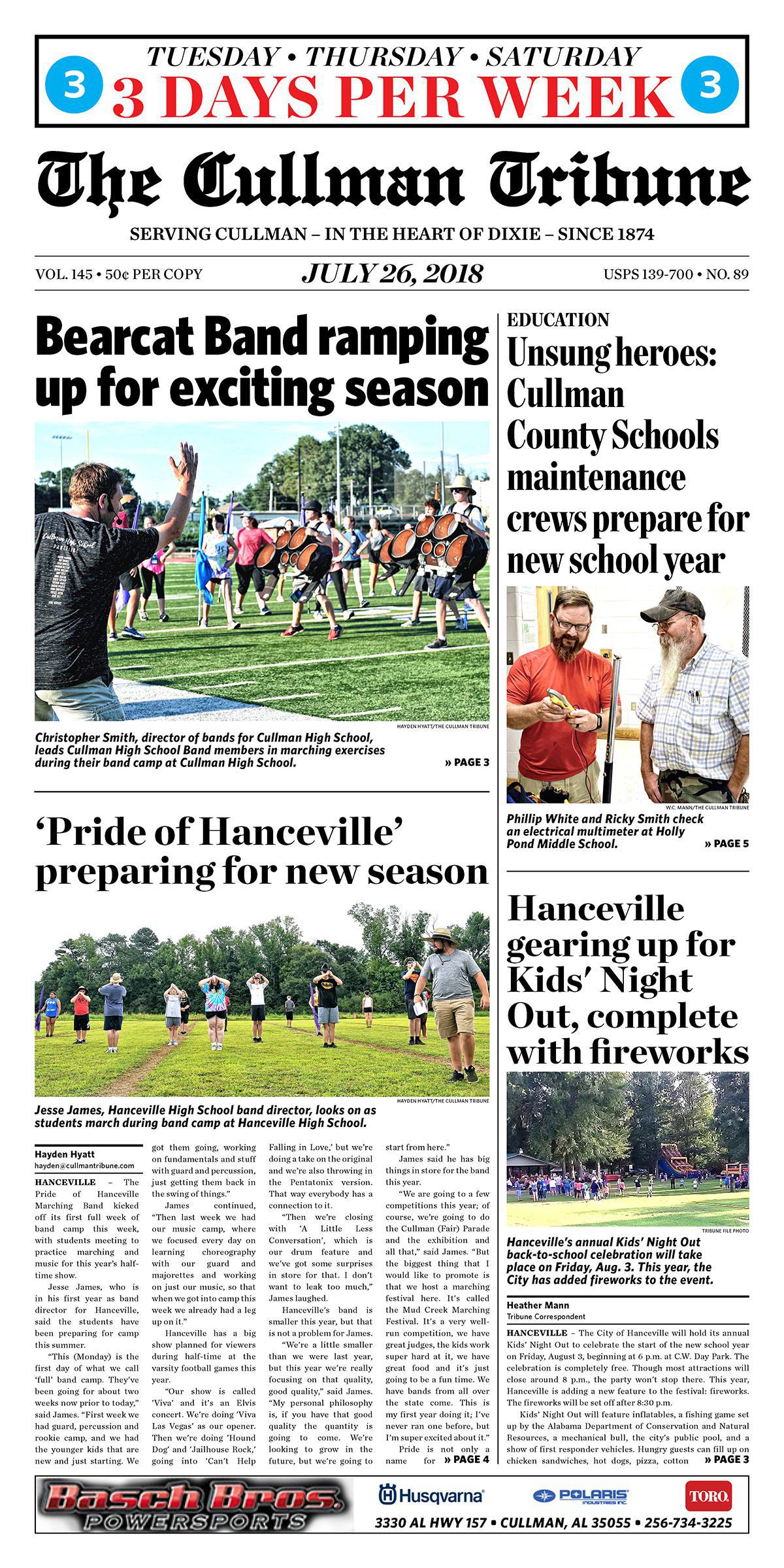 Good Morning Cullman! The 07-26-2018 edition of the Cullman Tribune is now ready to view