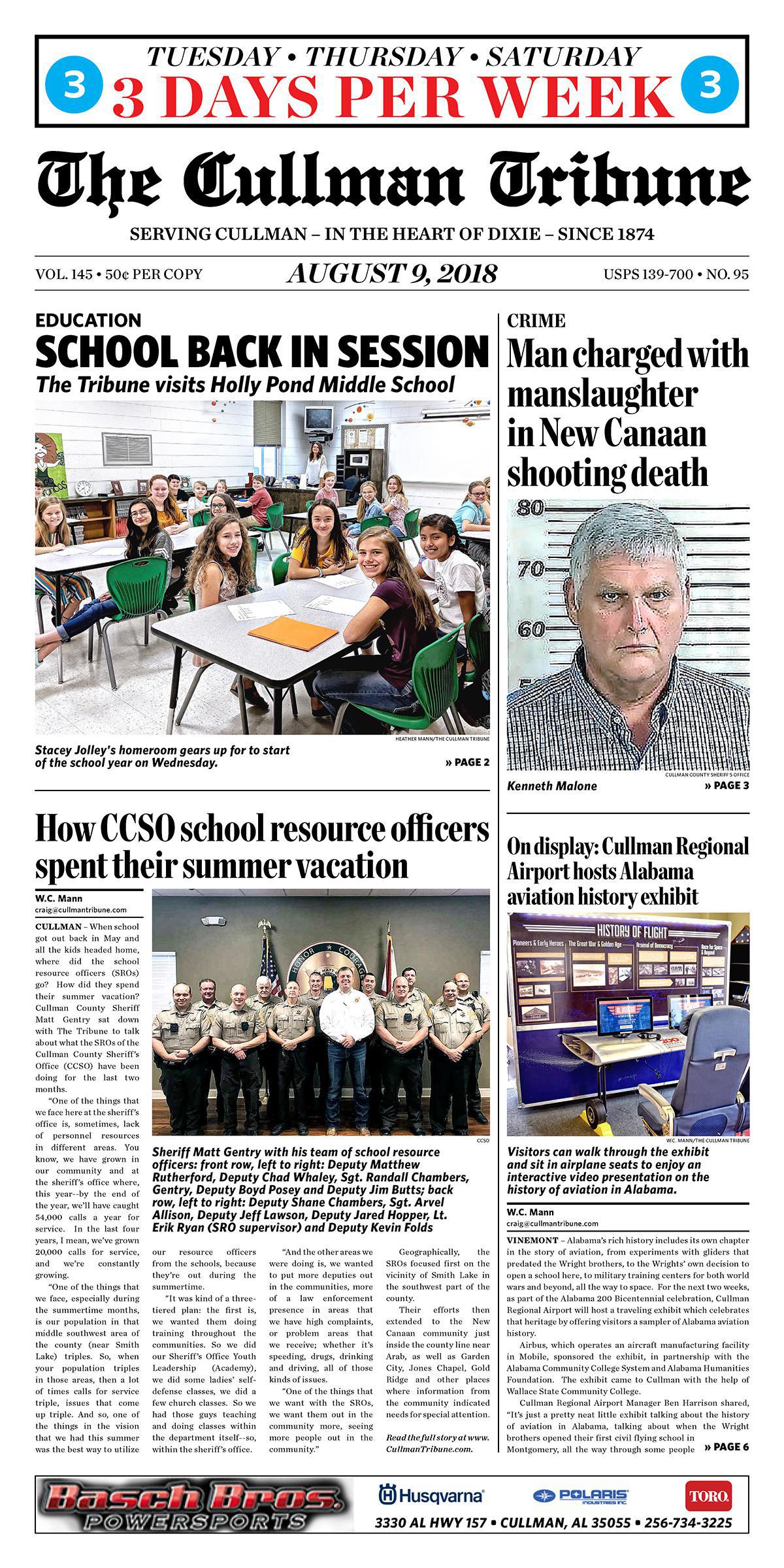 Good Morning Cullman! The 08-09-2018 edition of the Cullman Tribune is now ready to view