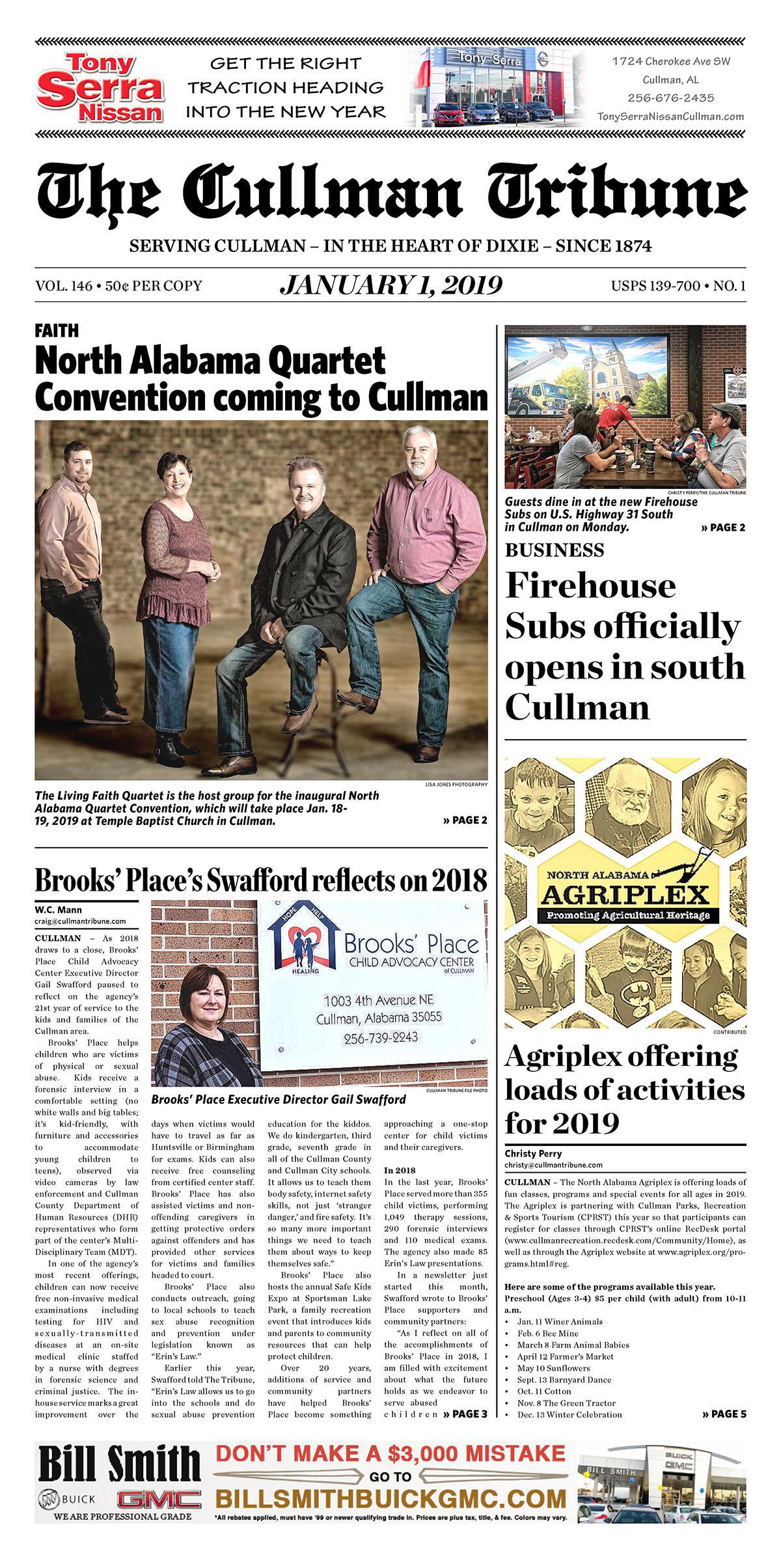 Good Morning Cullman! The 01-01-2019 edition of the Cullman Tribune is now ready to view