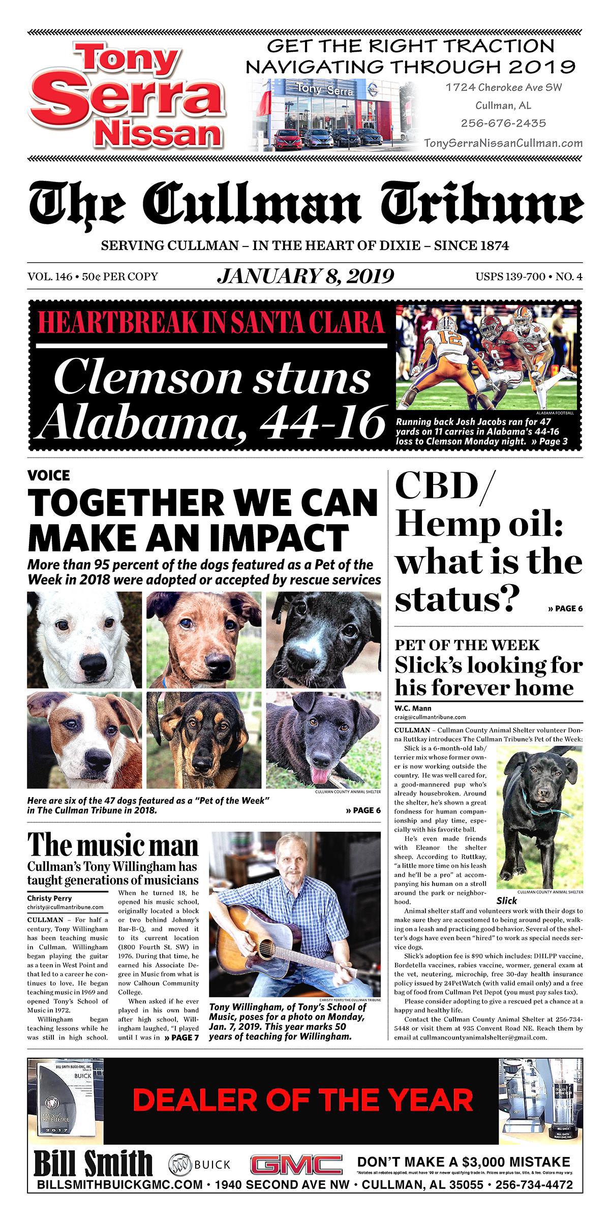 Good Morning Cullman! The 01-08-2019 edition of the Cullman Tribune is now ready to view