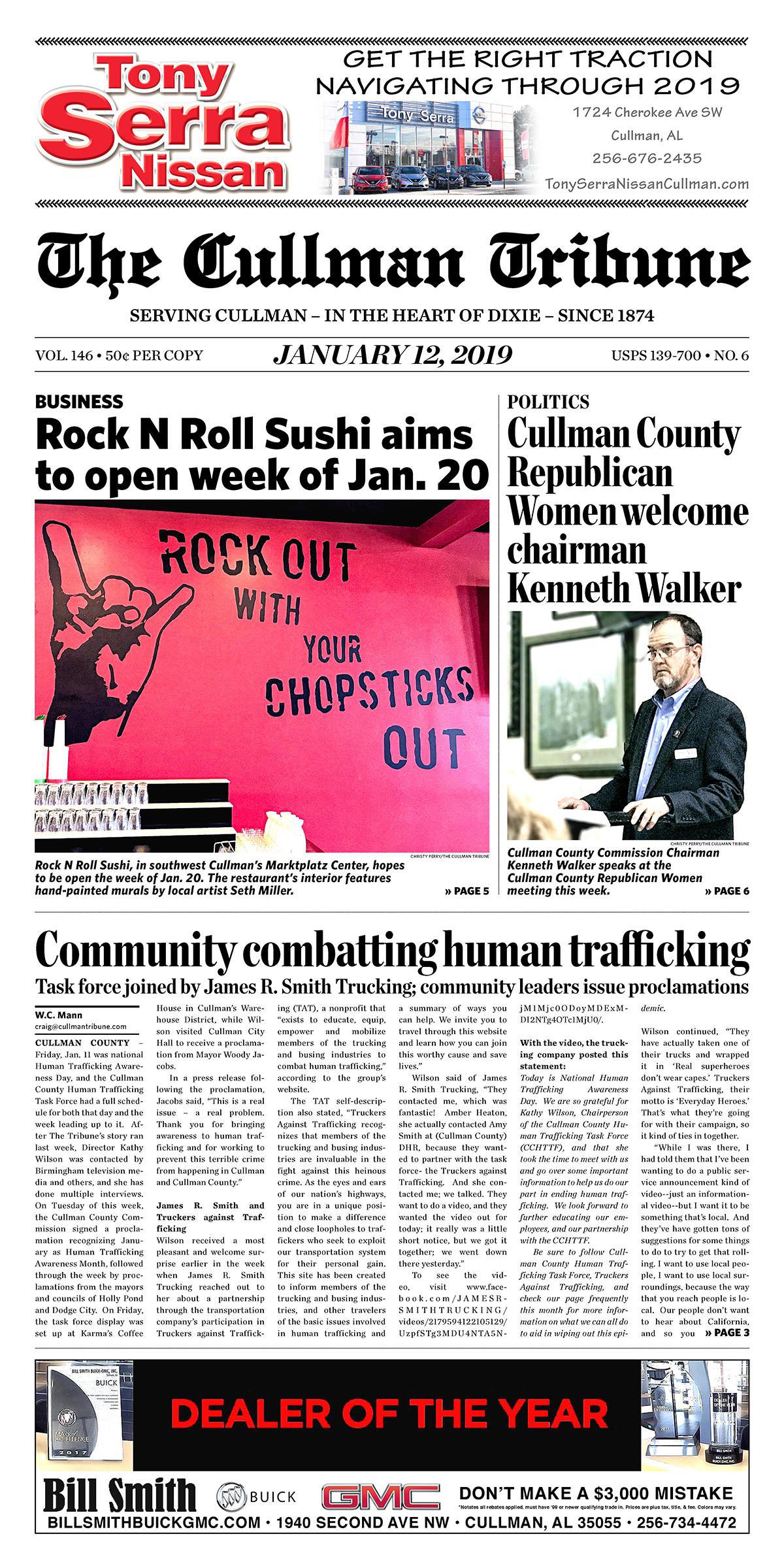 Good Morning Cullman! The 01-12-2019 edition of the Cullman Tribune is now ready to view