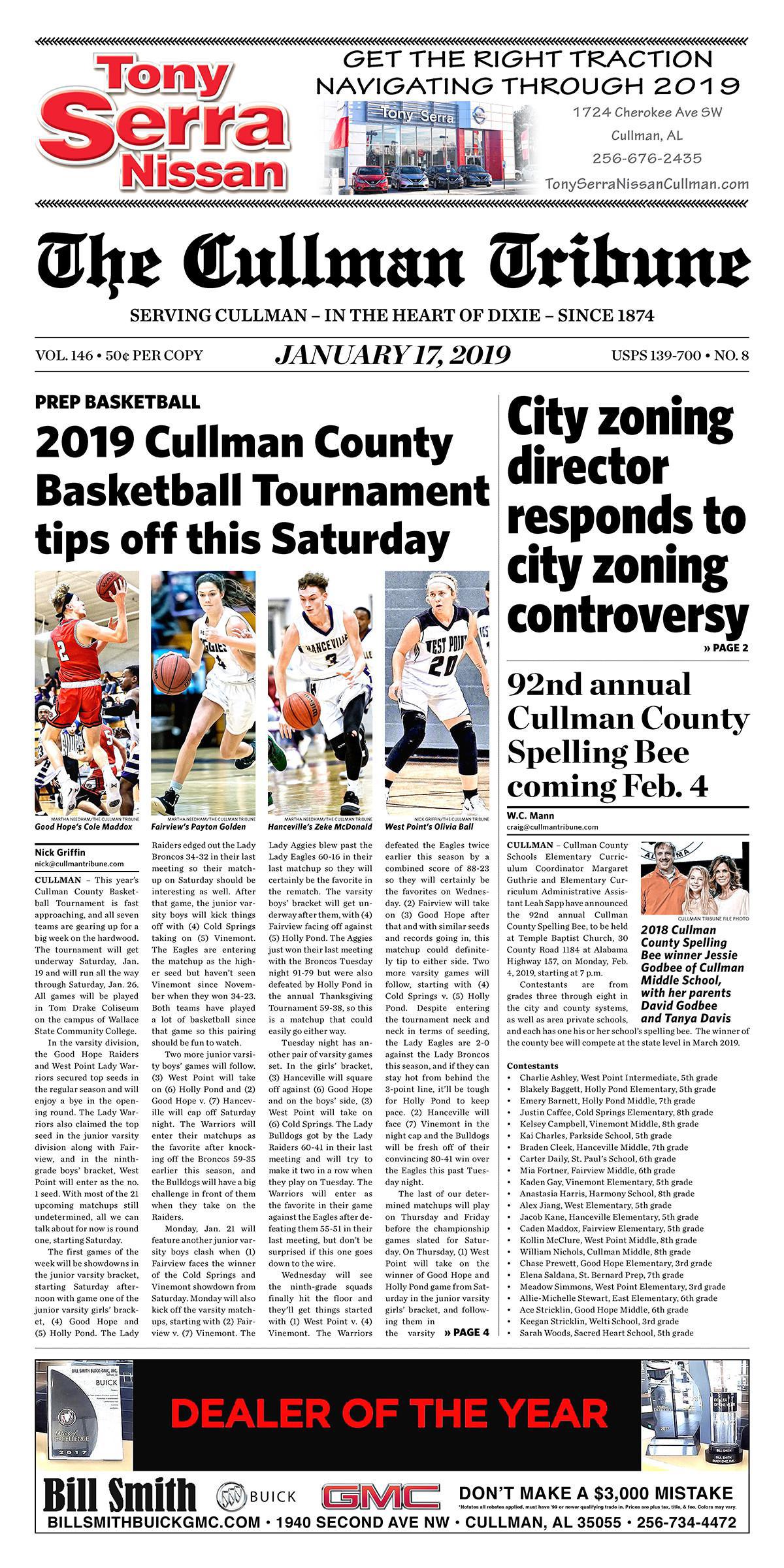 Good Morning Cullman! The 01-17-2019 edition of the Cullman Tribune is now ready to view