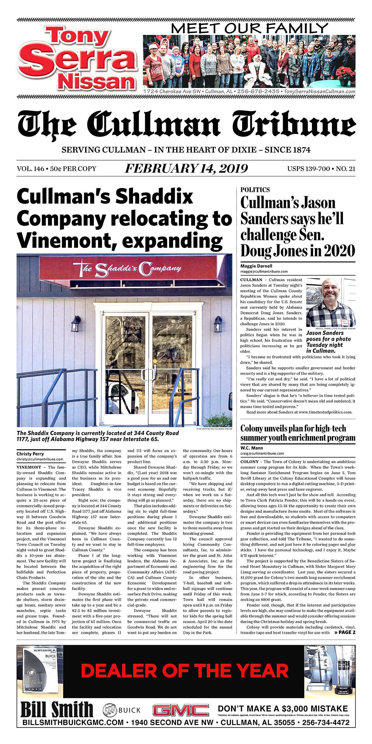 Good Morning Cullman! The 02-14-2019 edition of the Cullman Tribune is now ready to view