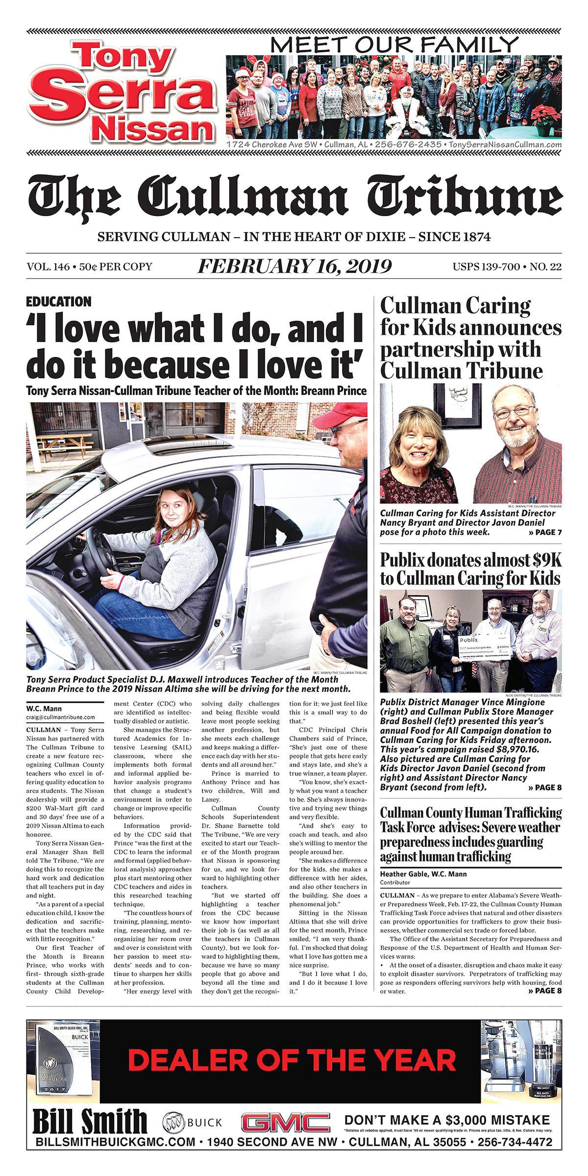 Good Morning Cullman! The 02-16-2019 edition of the Cullman Tribune is now ready to view