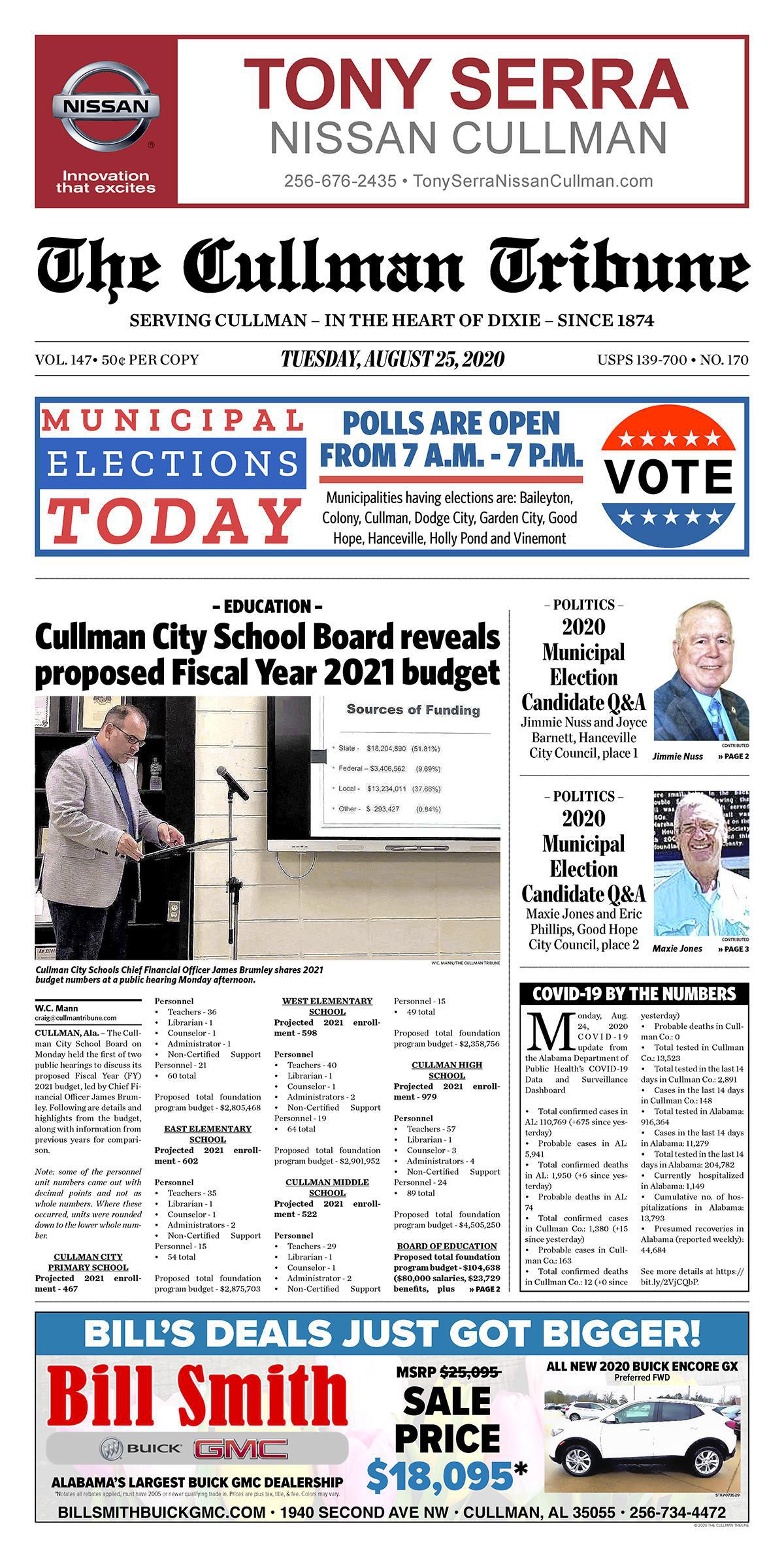 Good Morning Cullman! The 08252020 edition of the Cullman Tribune is