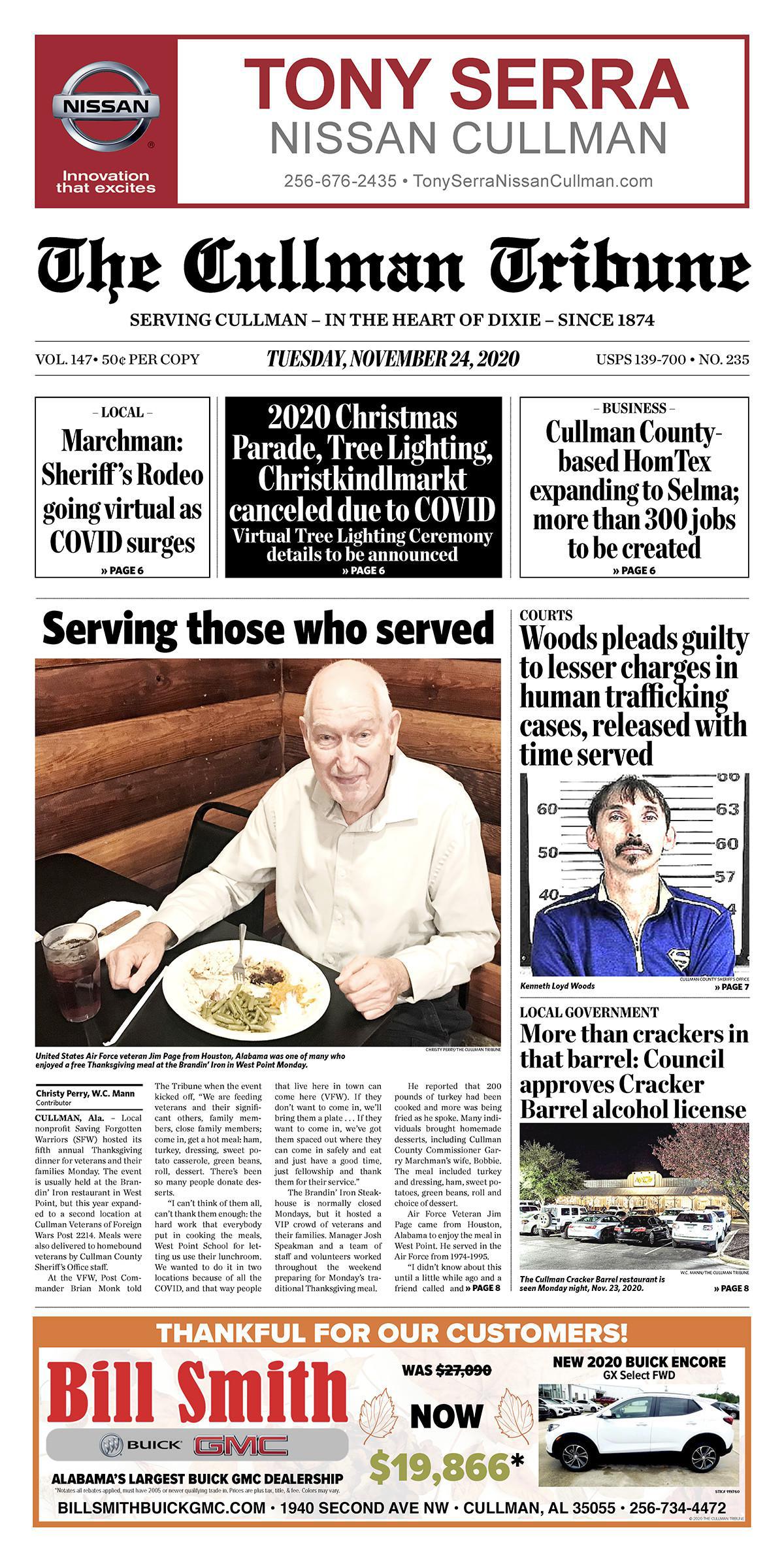 Good Morning Cullman! The 11-24-2020 edition of the Cullman Tribune is now ready to view