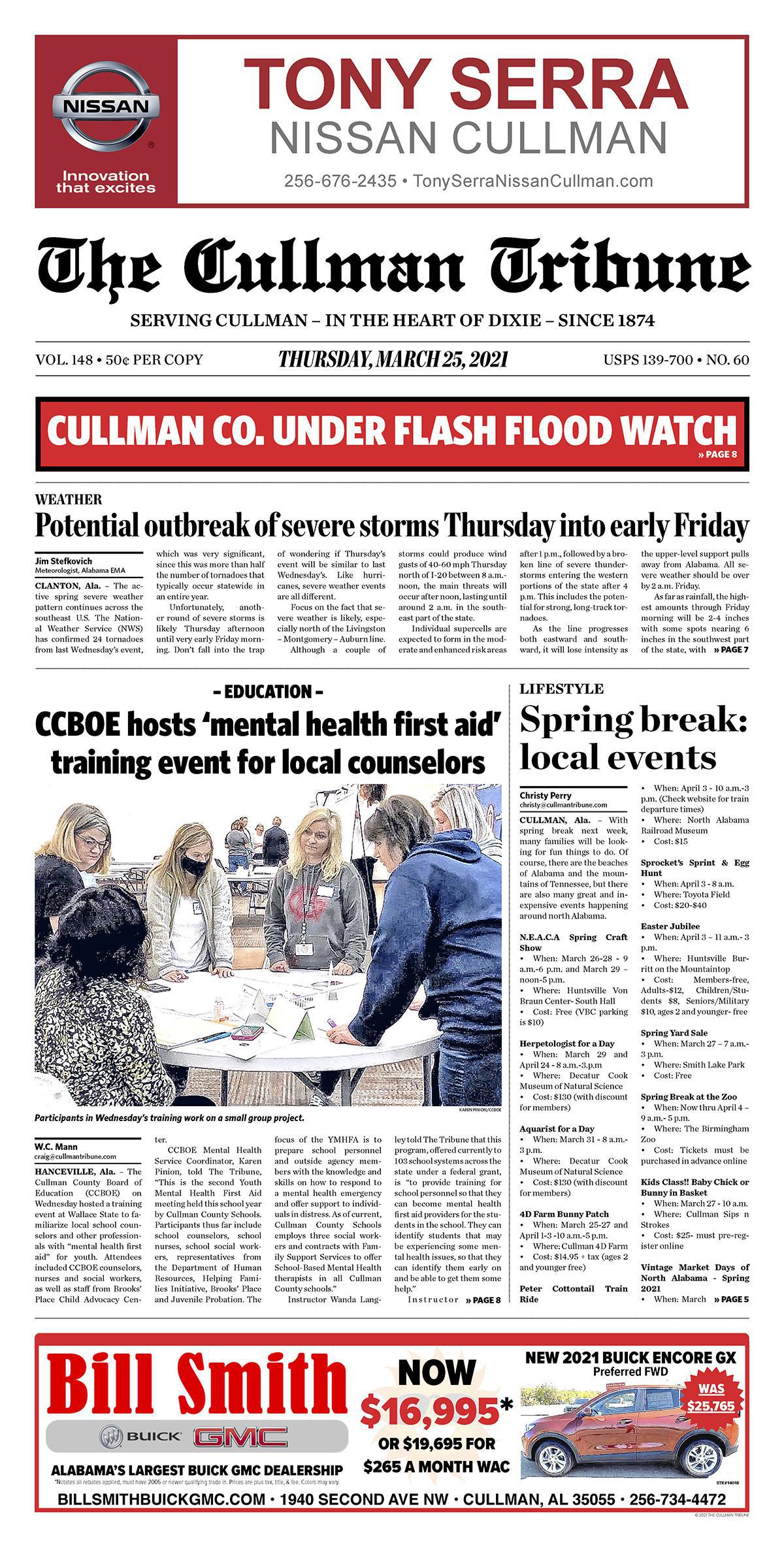 Good Morning Cullman! The 03-25-2021 edition of the Cullman Tribune is now ready to view