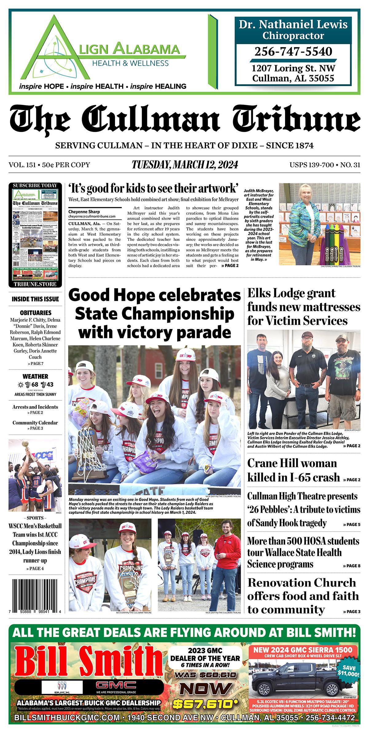 Good Morning Cullman! The 03-12-2024 edition of the Cullman Tribune is now ready to view.