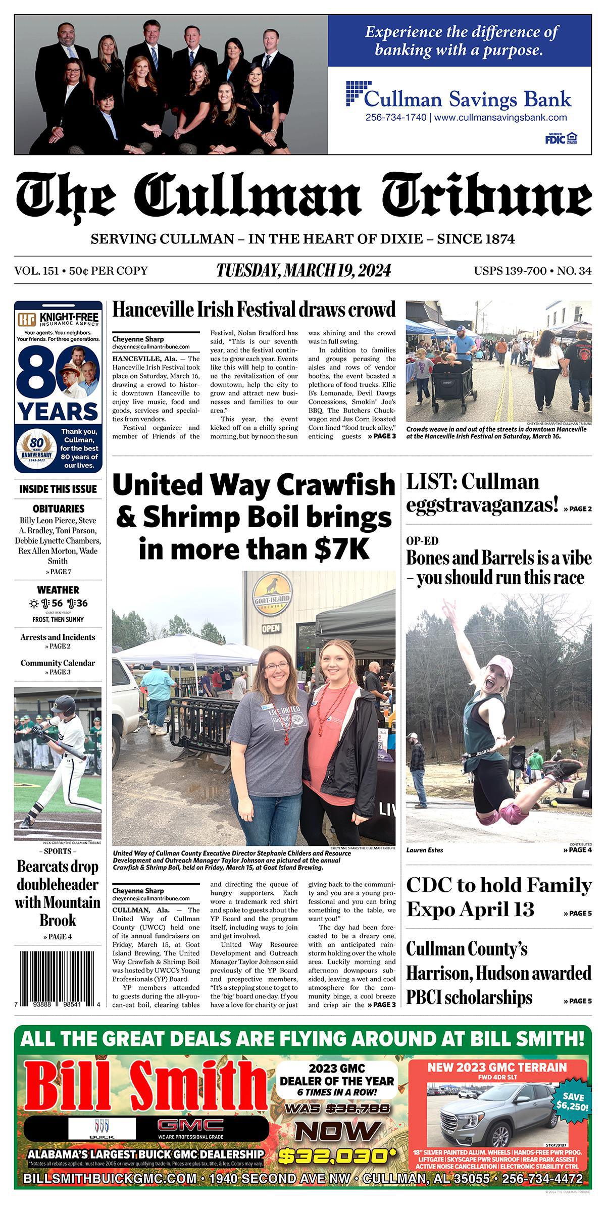 Good Morning Cullman! The 03-19-2024 edition of the Cullman Tribune is now ready to view.
