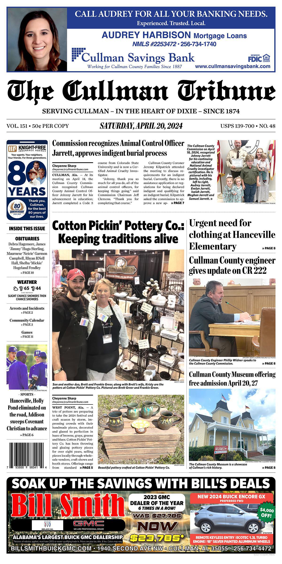 Good Morning Cullman! The 04-20-2024 edition of the Cullman Tribune is now ready to view.