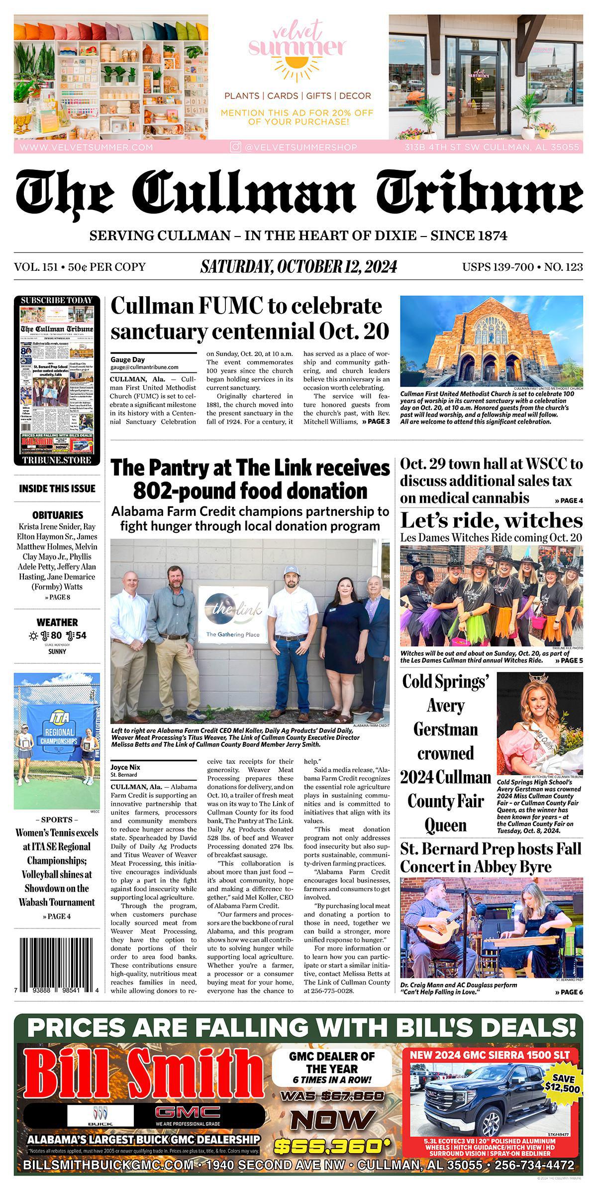 Good Morning Cullman! The 10-12-2024 edition of the Cullman Tribune is now ready to view.