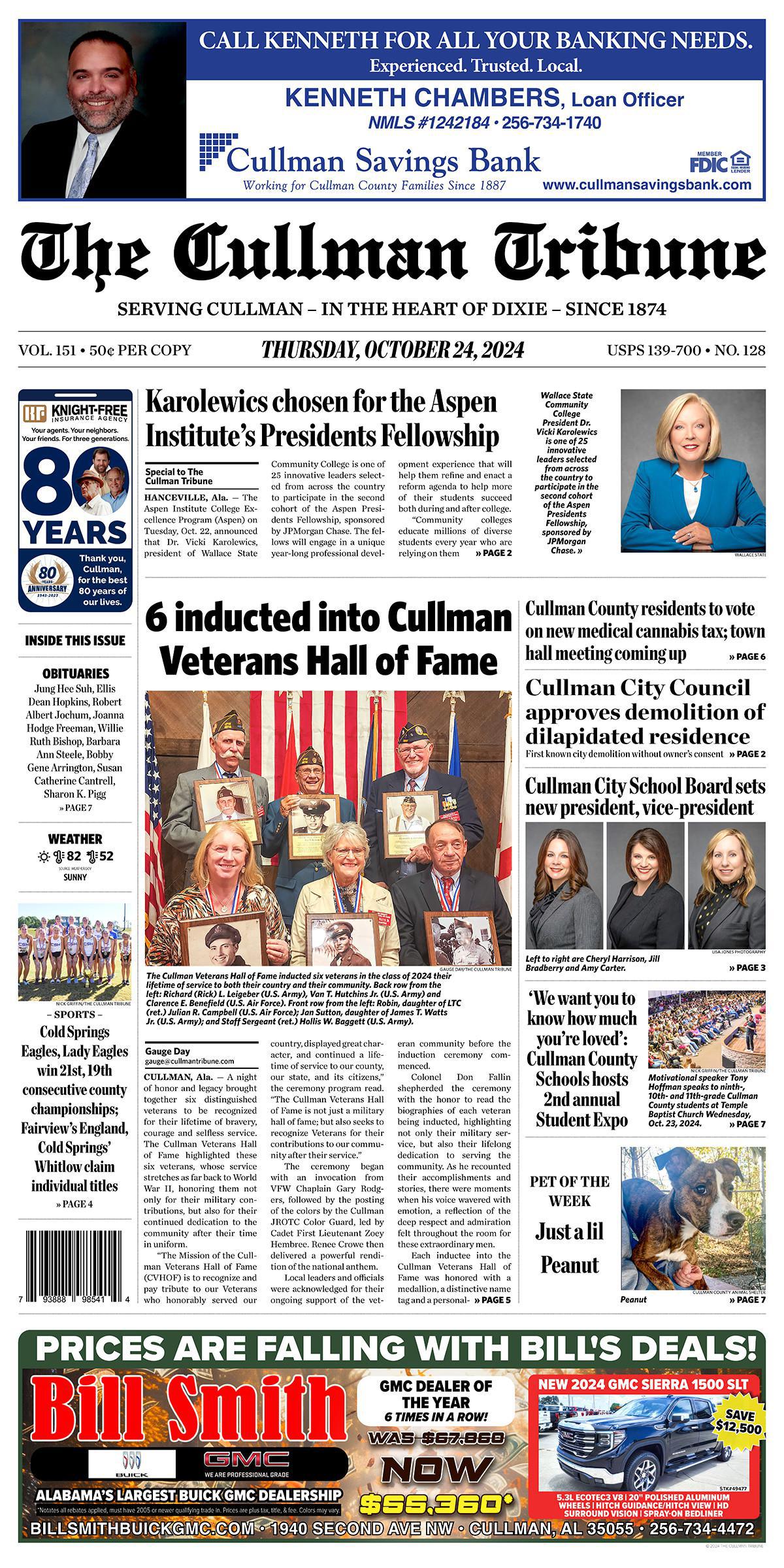 Good Morning Cullman! The 10-24-2024 edition of the Cullman Tribune is now ready to view.