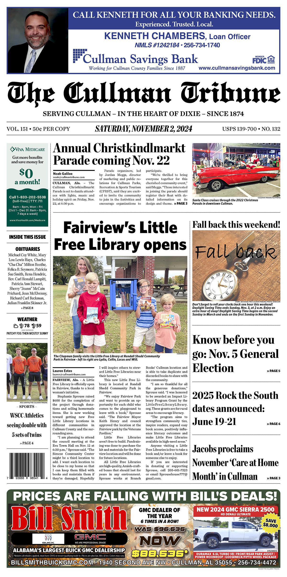 Good Morning Cullman! The 11-02-2024 edition of the Cullman Tribune is now ready to view.