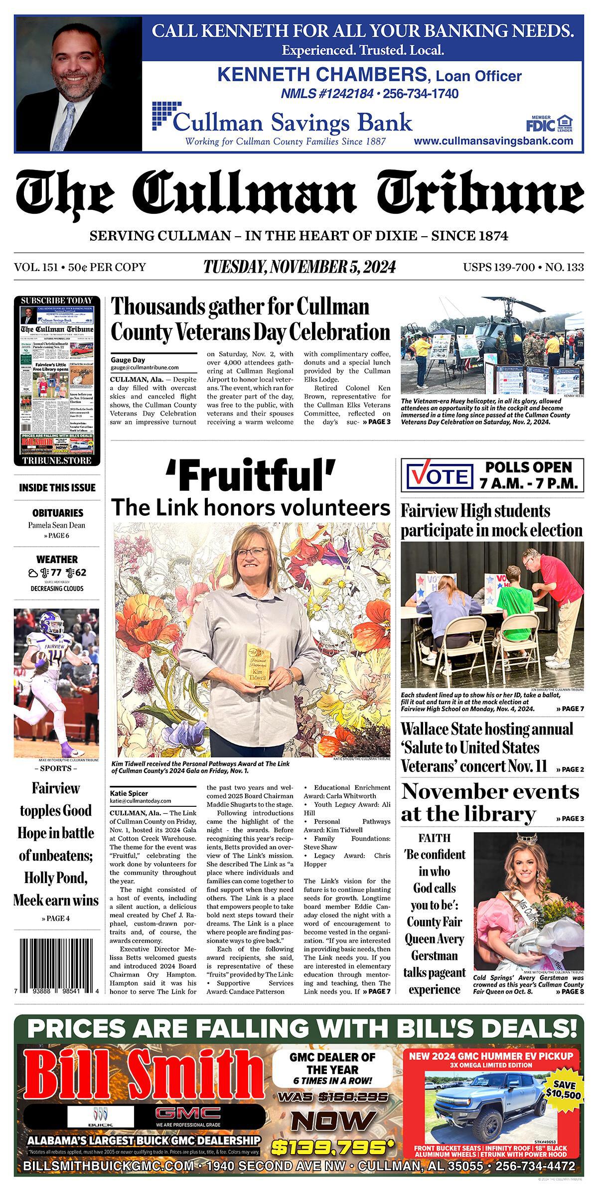 Good Morning Cullman! The 11-05-2024 edition of the Cullman Tribune is now ready to view.