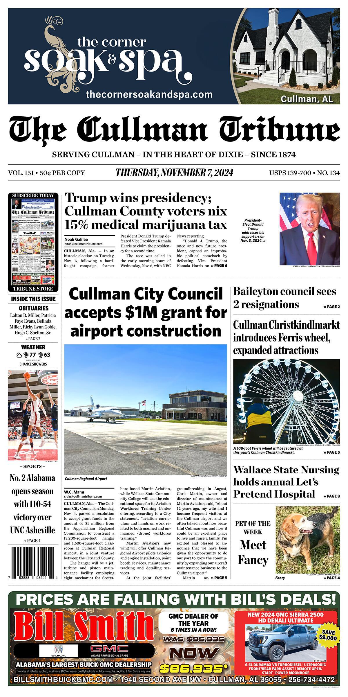 Good Morning Cullman! The 11-07-2024 edition of the Cullman Tribune is now ready to view.