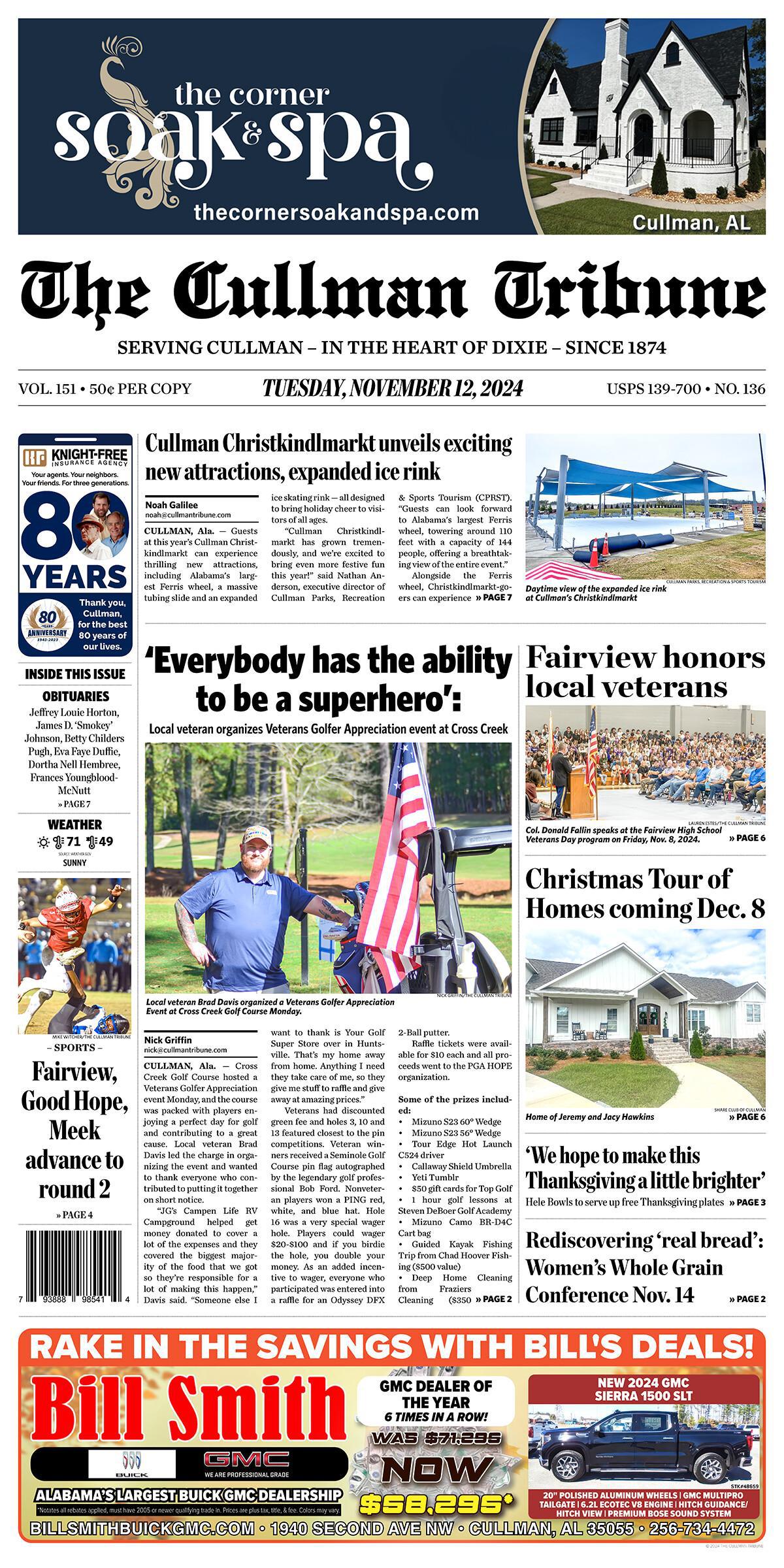 Good Morning Cullman! The 11-12-2024 edition of the Cullman Tribune is now ready to view.