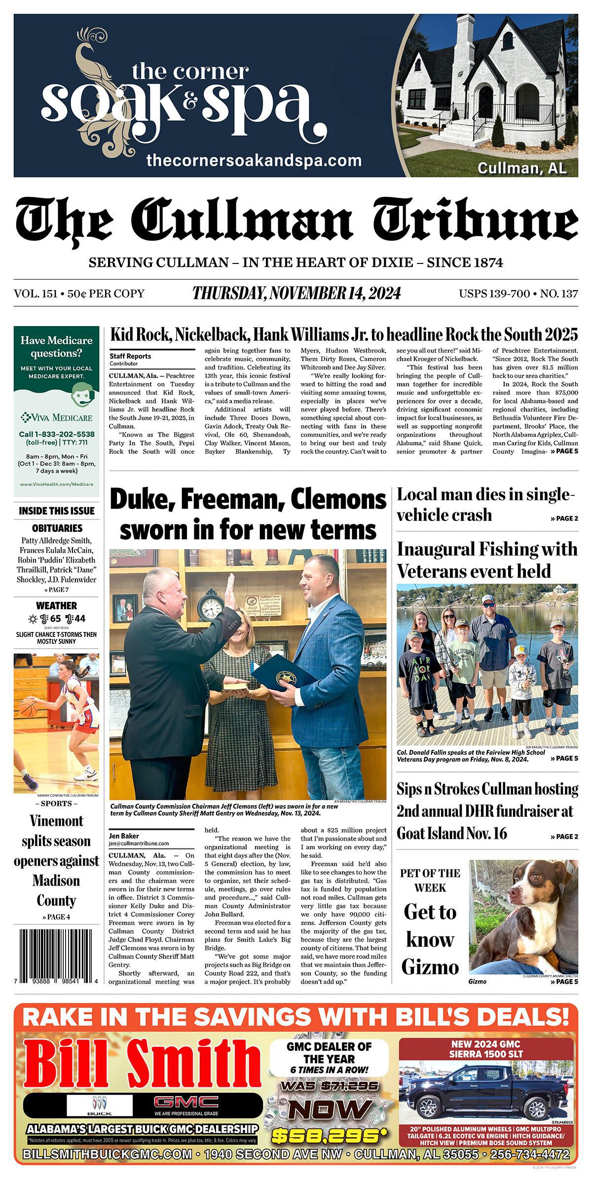 Good Morning Cullman! The 11-14-2024 edition of the Cullman Tribune is now ready to view.