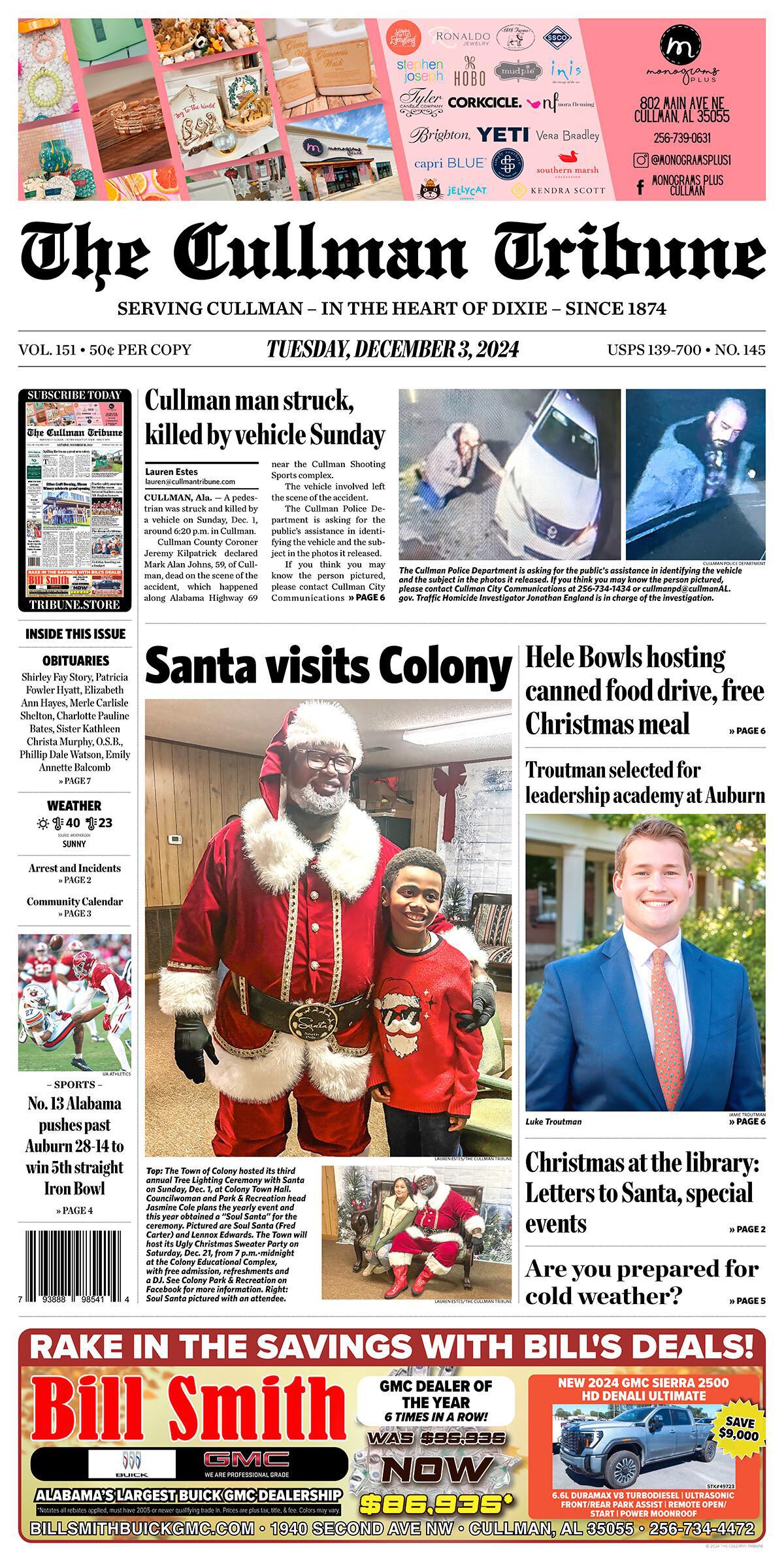 Good Morning Cullman! The 12-03-2024 edition of the Cullman Tribune is now ready to view.