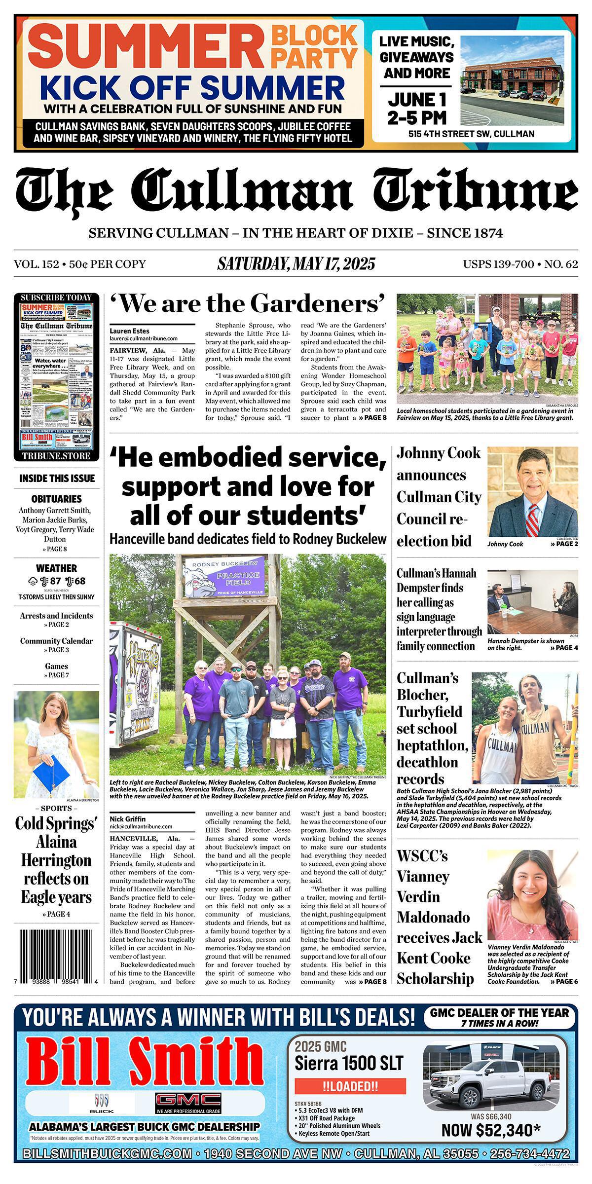 Good Morning Cullman! The 05-17-2025 edition of the Cullman Tribune is now ready to view.