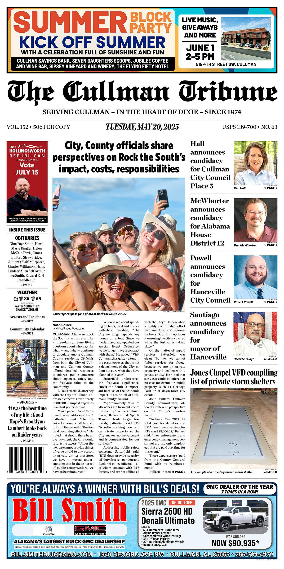 Good Morning Cullman! The 05-20-2025 edition of the Cullman Tribune is now ready to view.