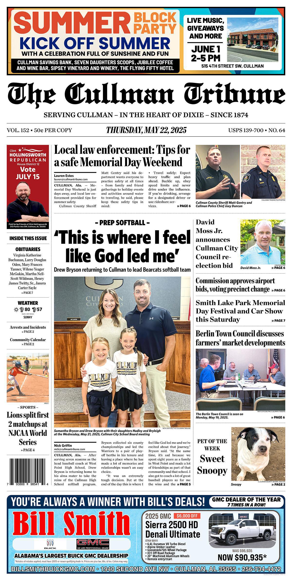 Good Morning Cullman! The 05-22-2025 edition of the Cullman Tribune is now ready to view.