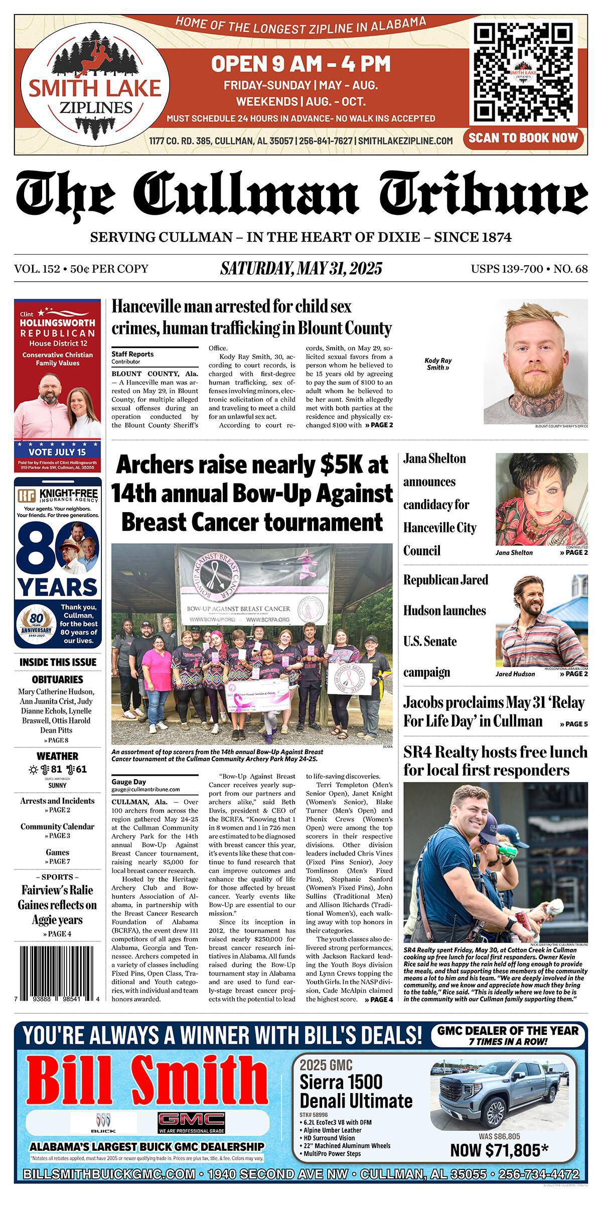 Good Morning Cullman! The 05-31-2025 edition of the Cullman Tribune is now ready to view.