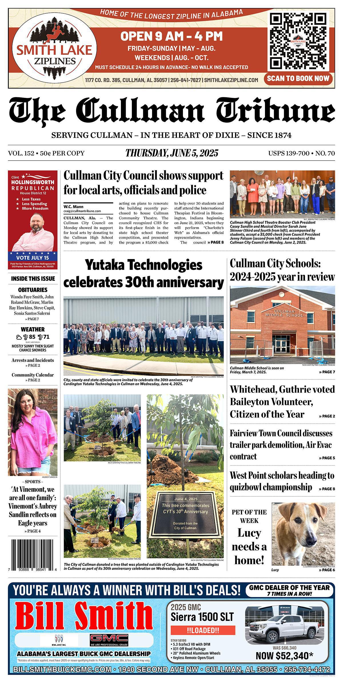 Good Morning Cullman! The 06-05-2025 edition of the Cullman Tribune is now ready to view.