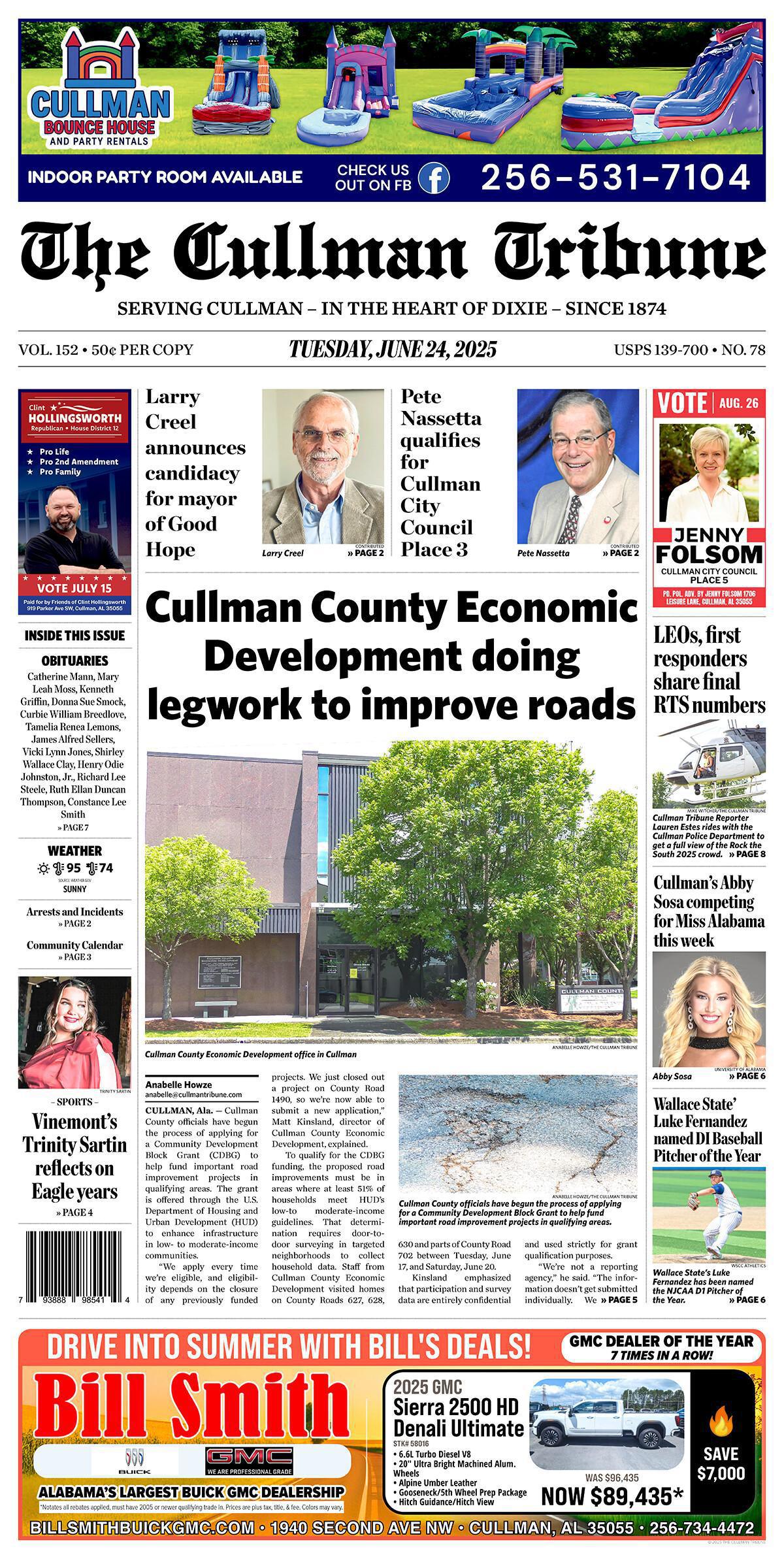 Good Morning Cullman! The 06-24-2025 edition of the Cullman Tribune is now ready to view.