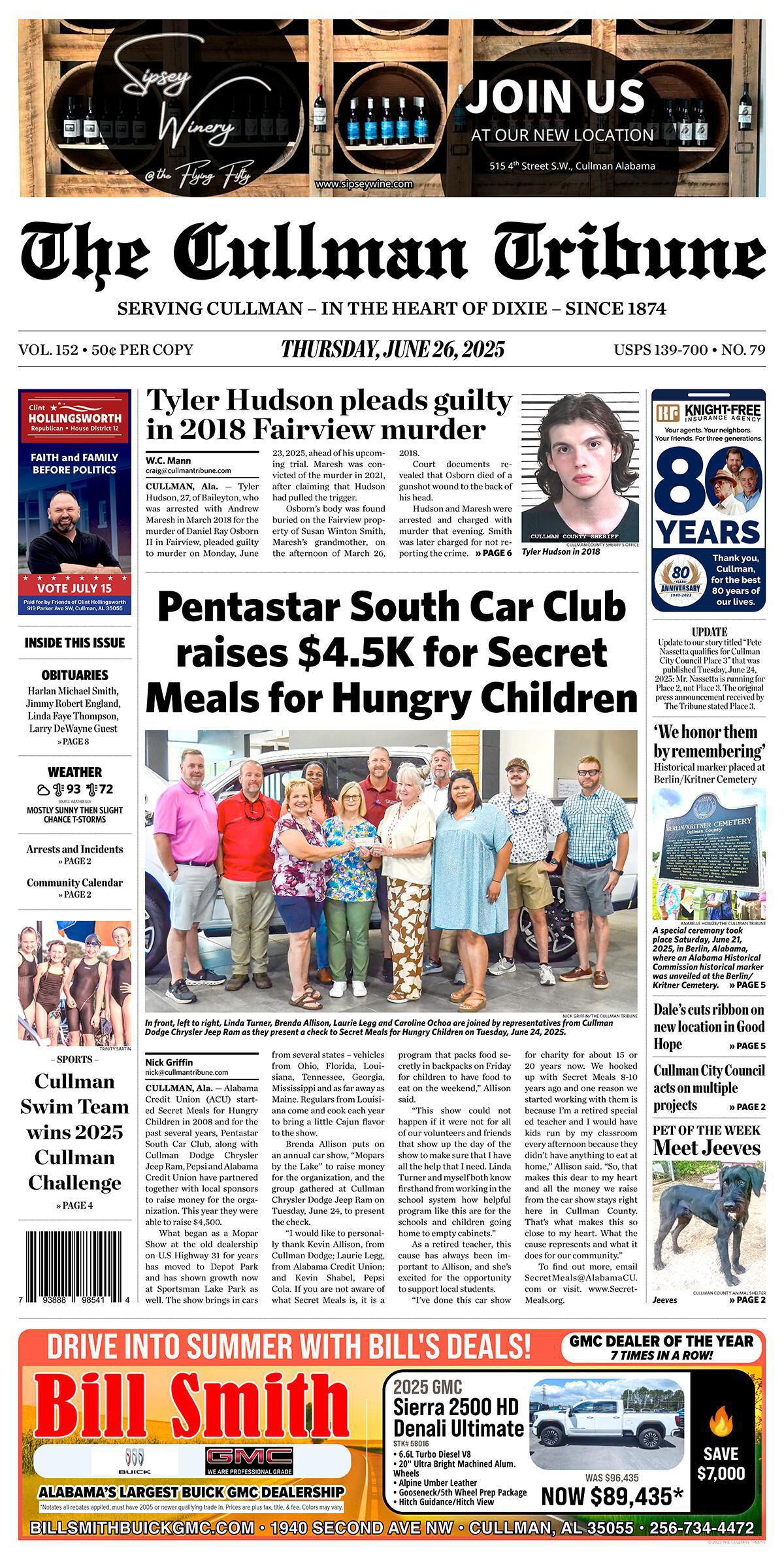 Good Morning Cullman! The 06-26-2025 edition of the Cullman Tribune is now ready to view.