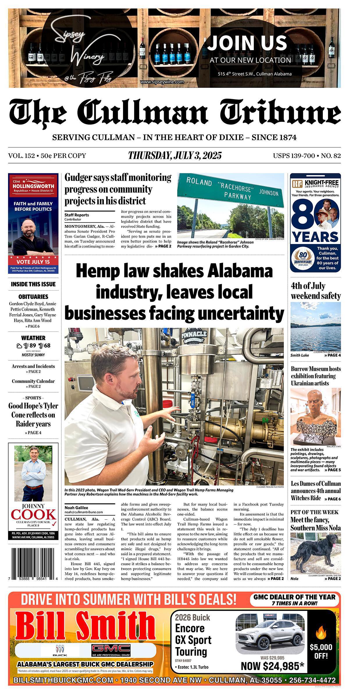 Good Morning Cullman! The 07-03-2025 edition of the Cullman Tribune is now ready to view.