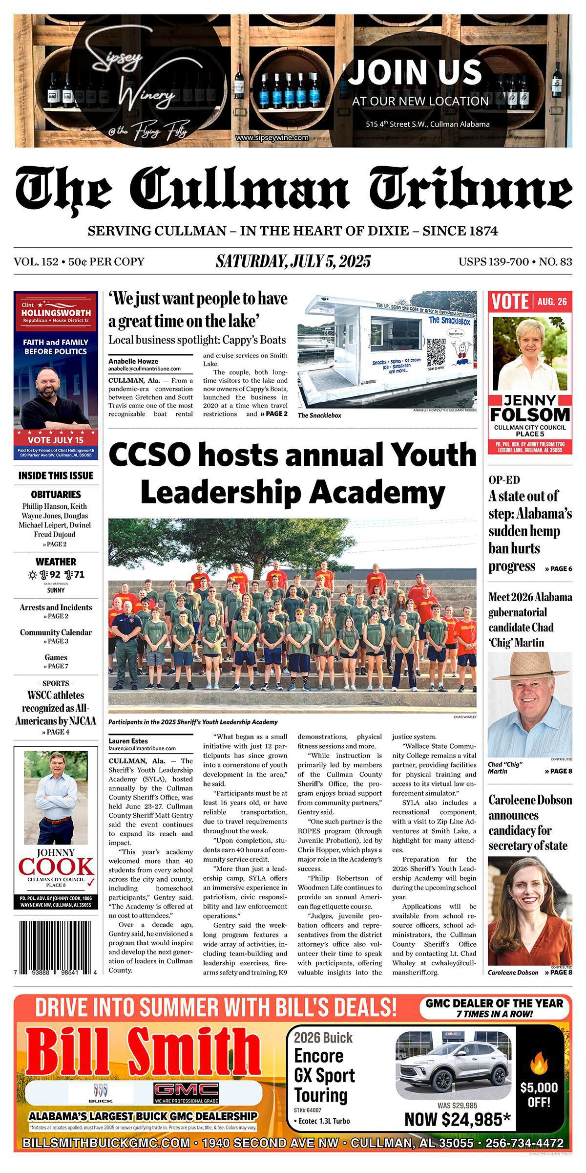 Good Morning Cullman! The 07-05-2025 edition of the Cullman Tribune is now ready to view.
