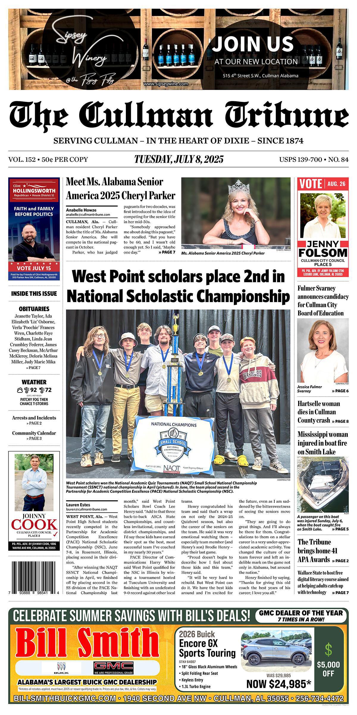 Good Morning Cullman! The 07-08-2025 edition of the Cullman Tribune is now ready to view.