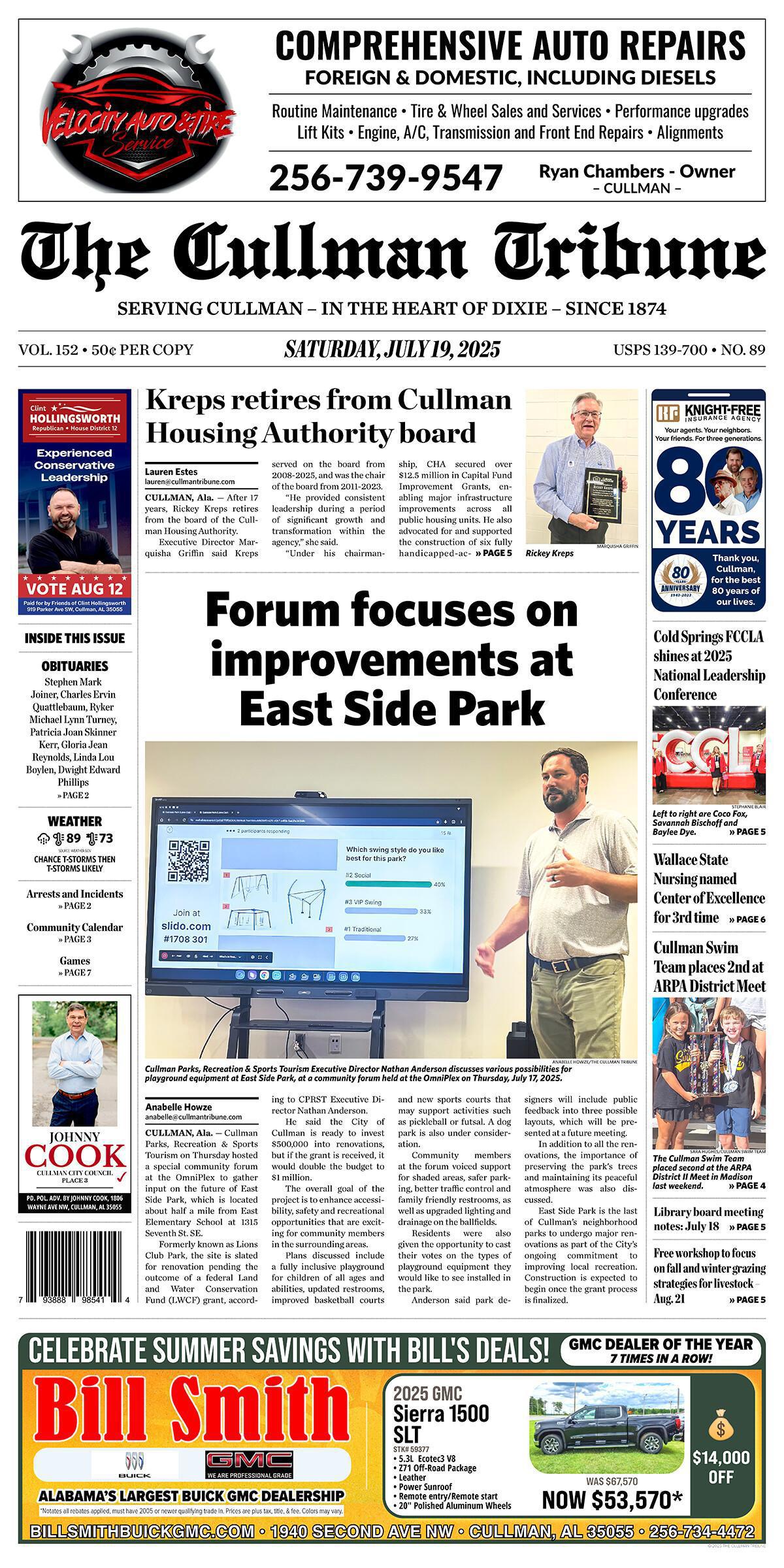 Good Morning Cullman! The 07-19-2025 edition of the Cullman Tribune is now ready to view.