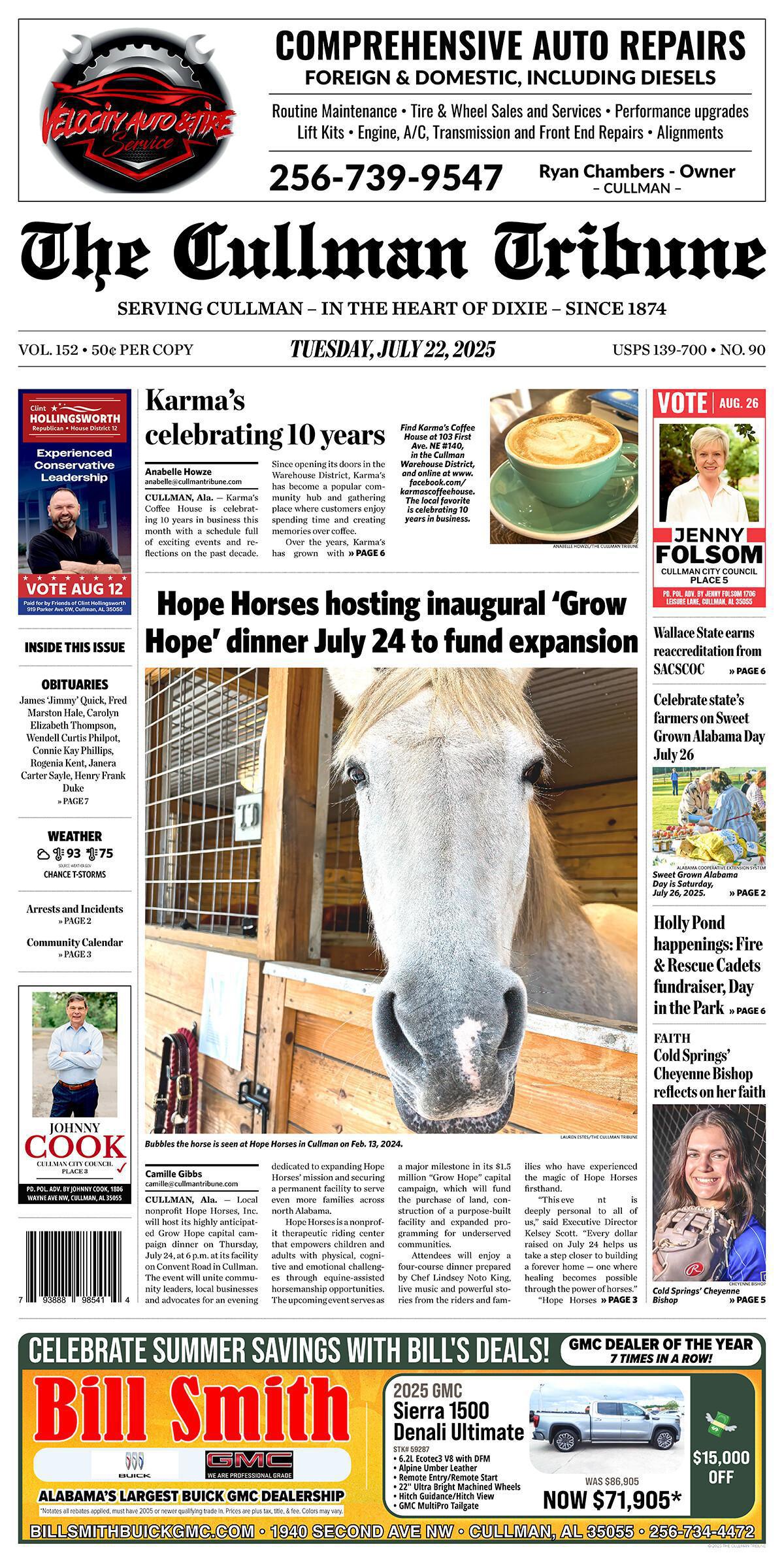 Good Morning Cullman! The 07-22-2025 edition of the Cullman Tribune is now ready to view.
