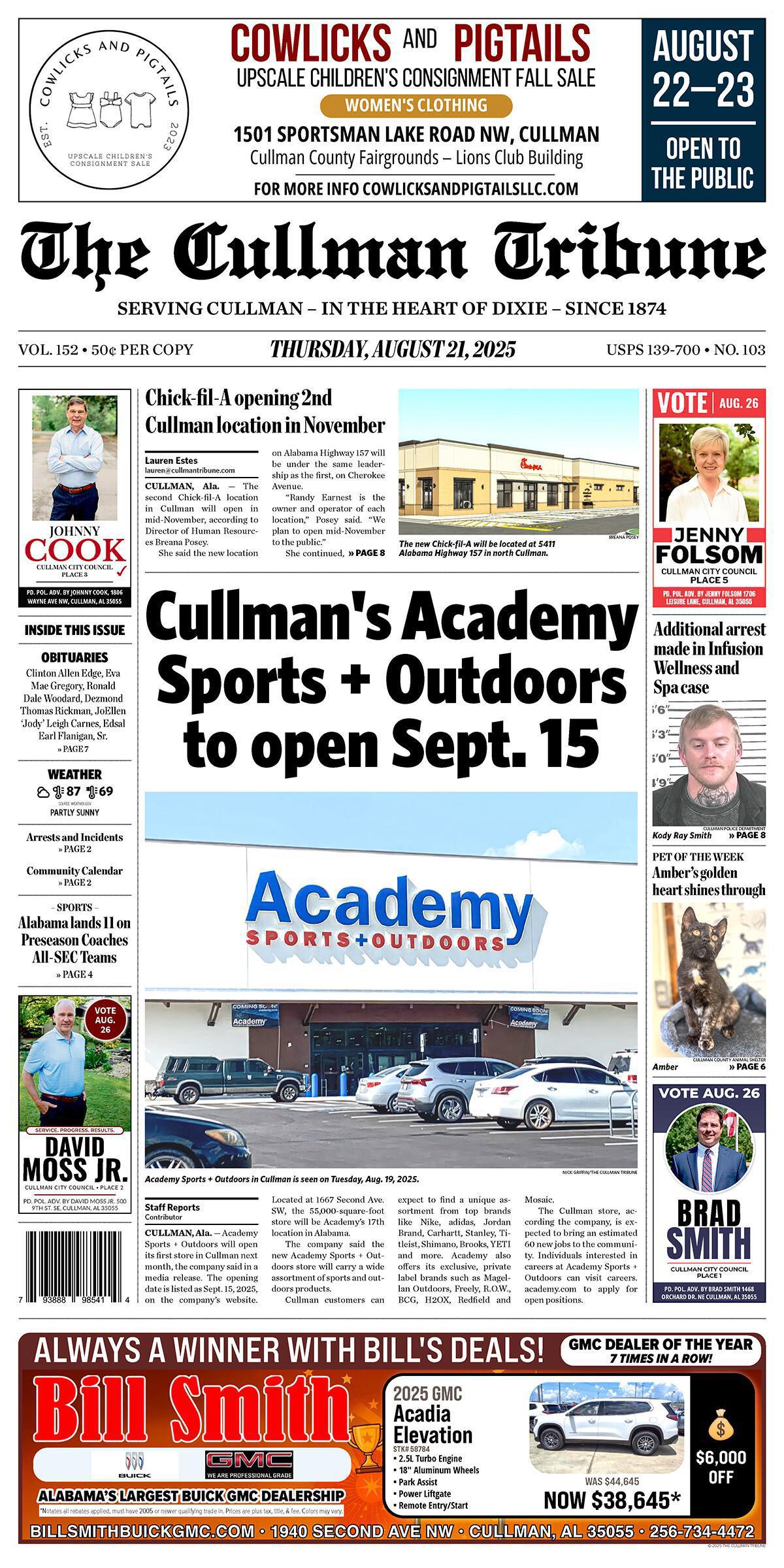 Good Morning Cullman! The 08-21-2025 edition of the Cullman Tribune is now ready to view.