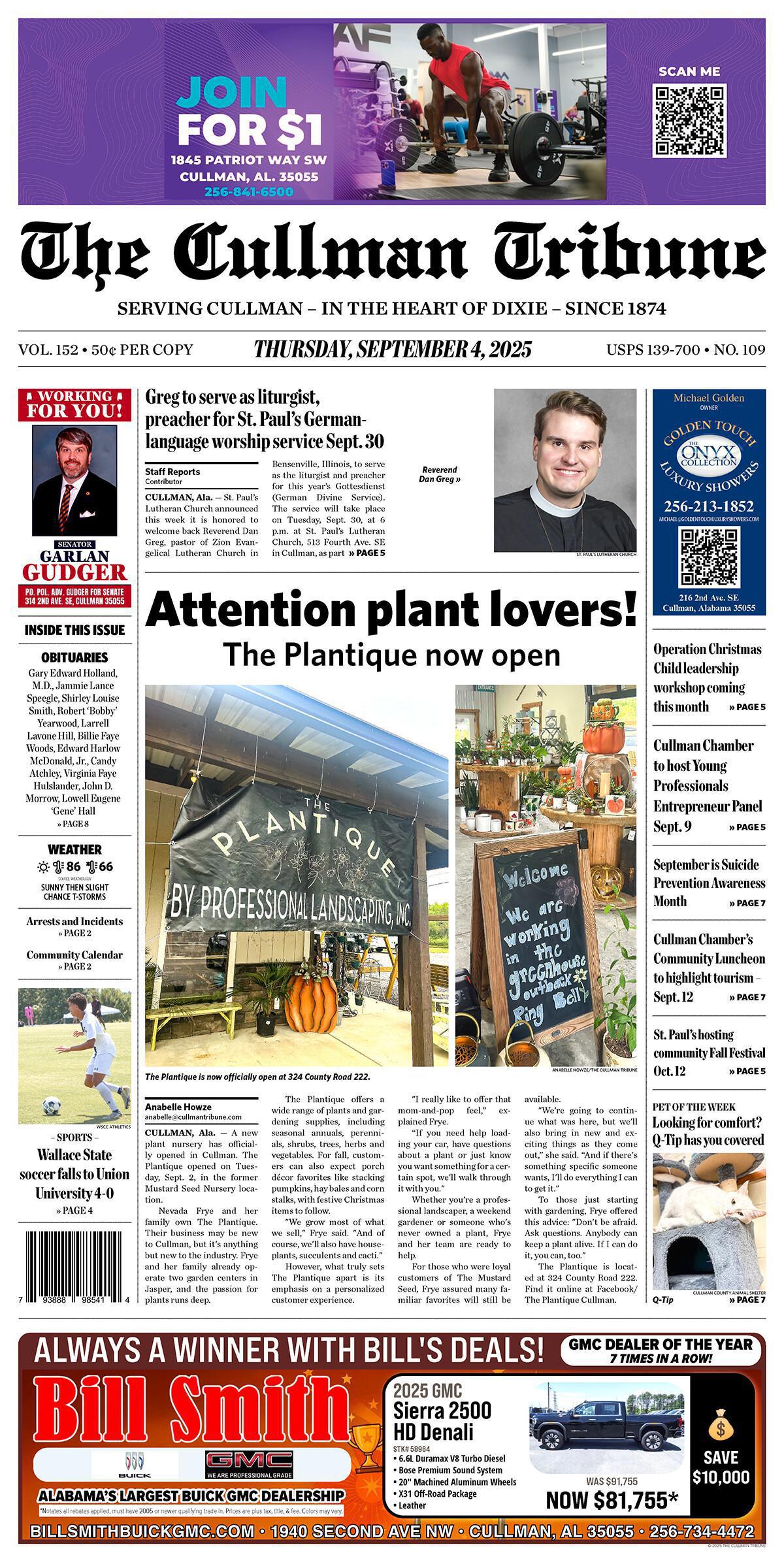 Good Morning Cullman! The 09-04-2025 edition of the Cullman Tribune is now ready to view.