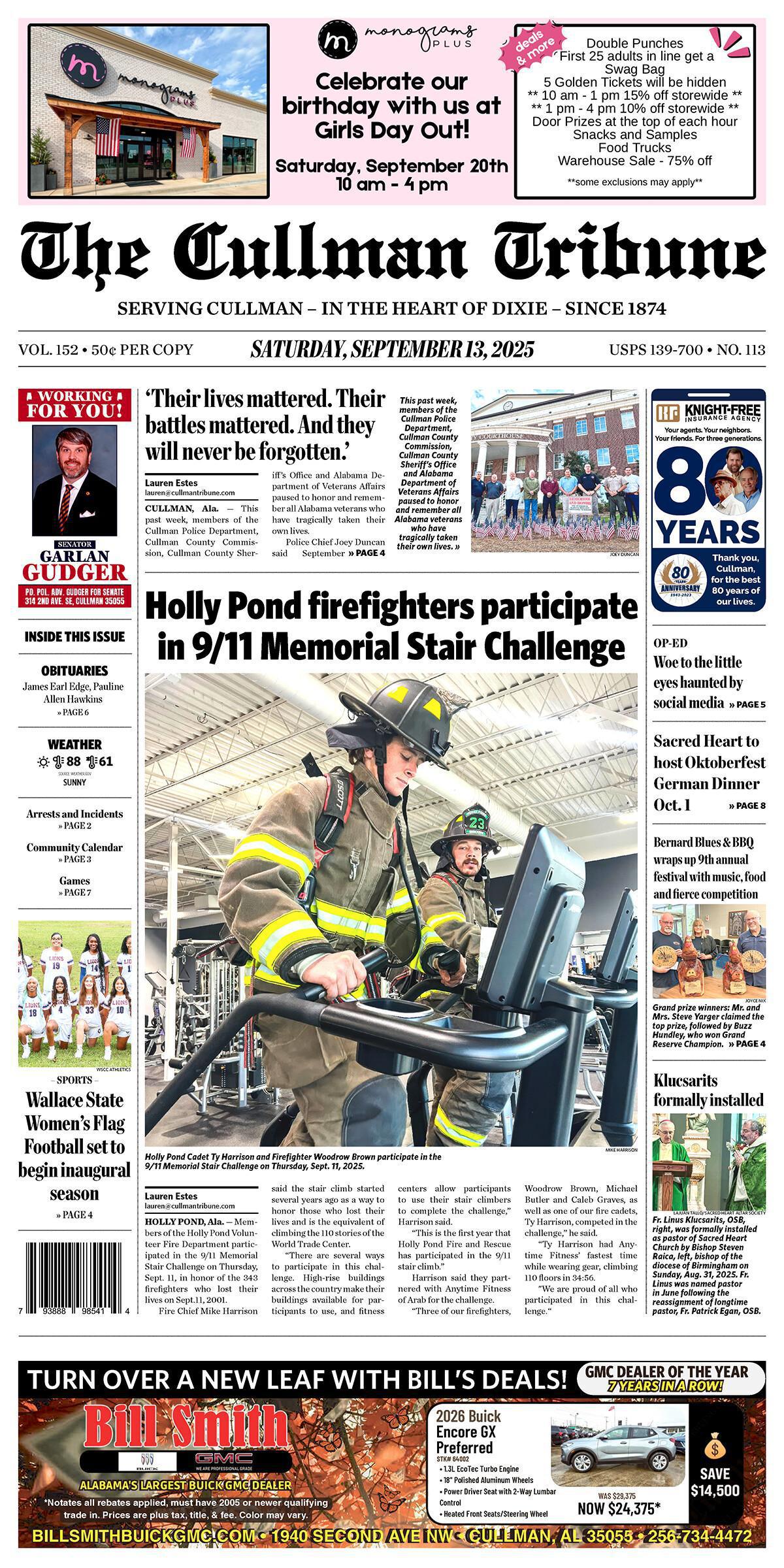 Good Morning Cullman! The 09-13-2025 edition of the Cullman Tribune is now ready to view.