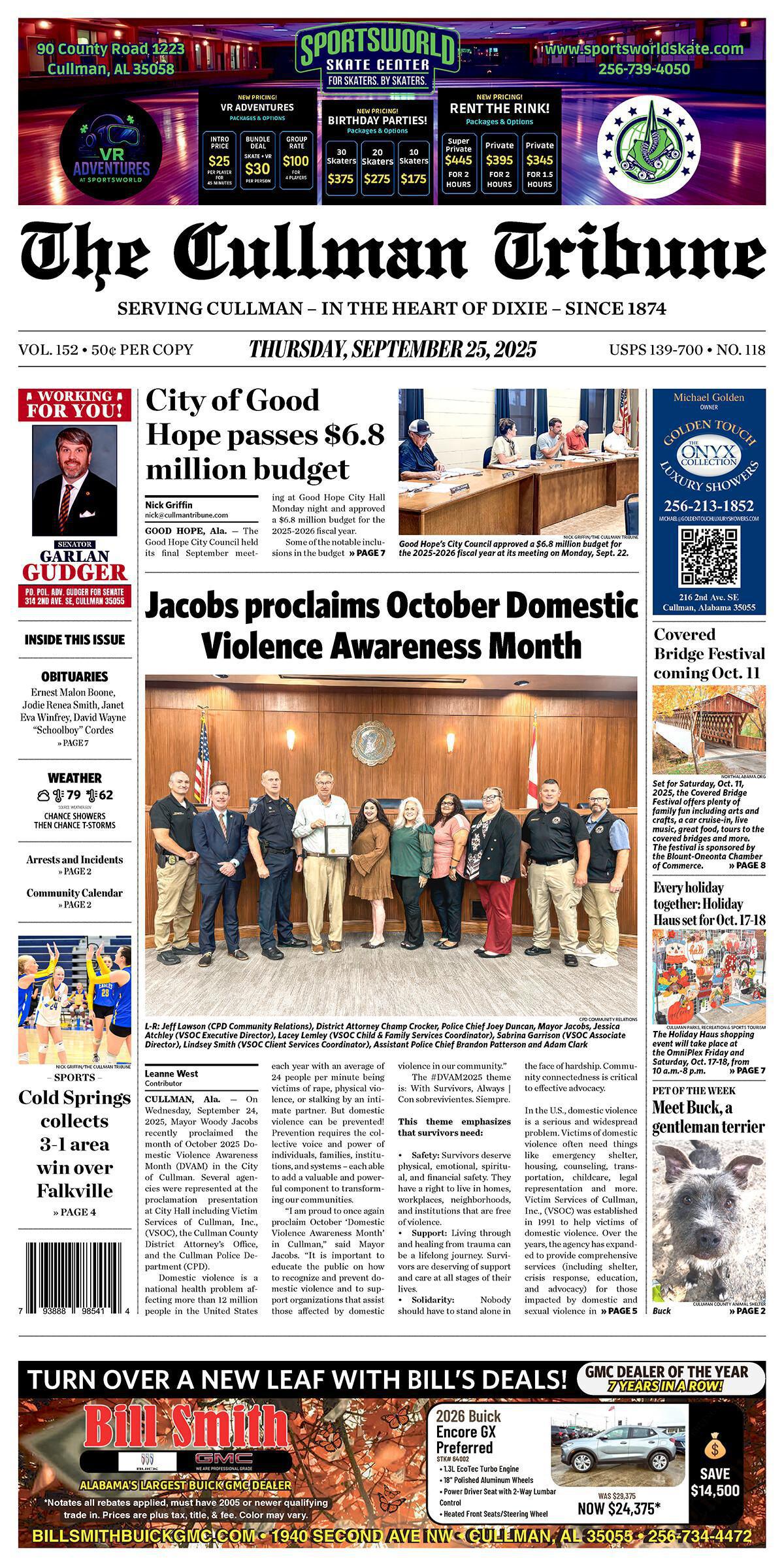 Good Morning Cullman! The 09-25-2025 edition of the Cullman Tribune is now ready to view.